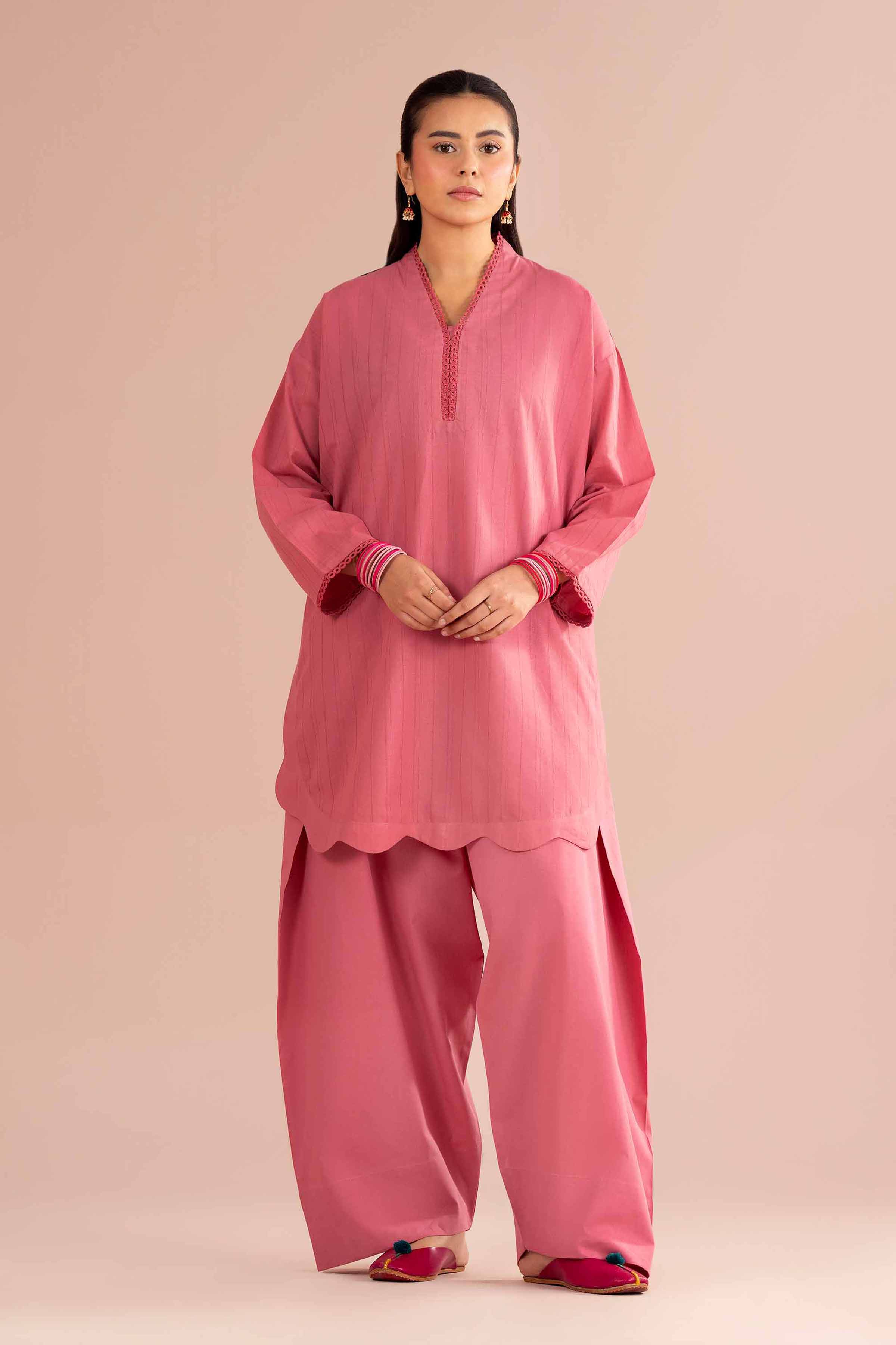 Buy Pink Solids Dobby 2PC Ready To Wear Suit -Nishat USA