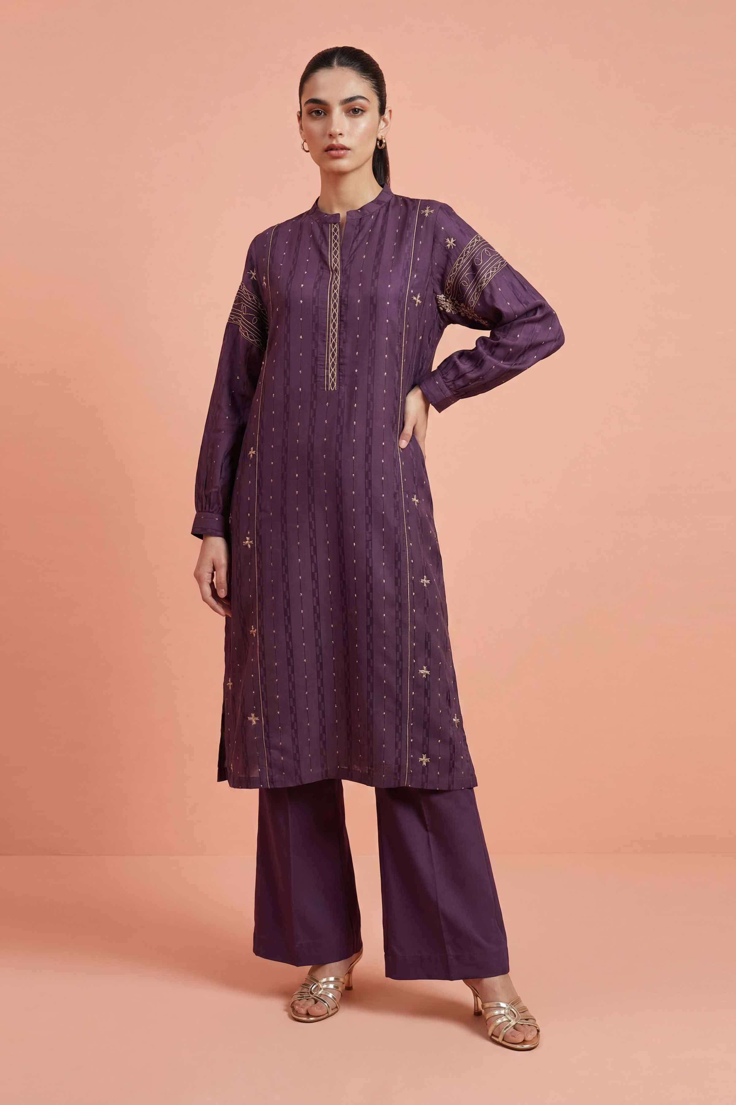 2 Piece - Embroidered Suit - PE26-458