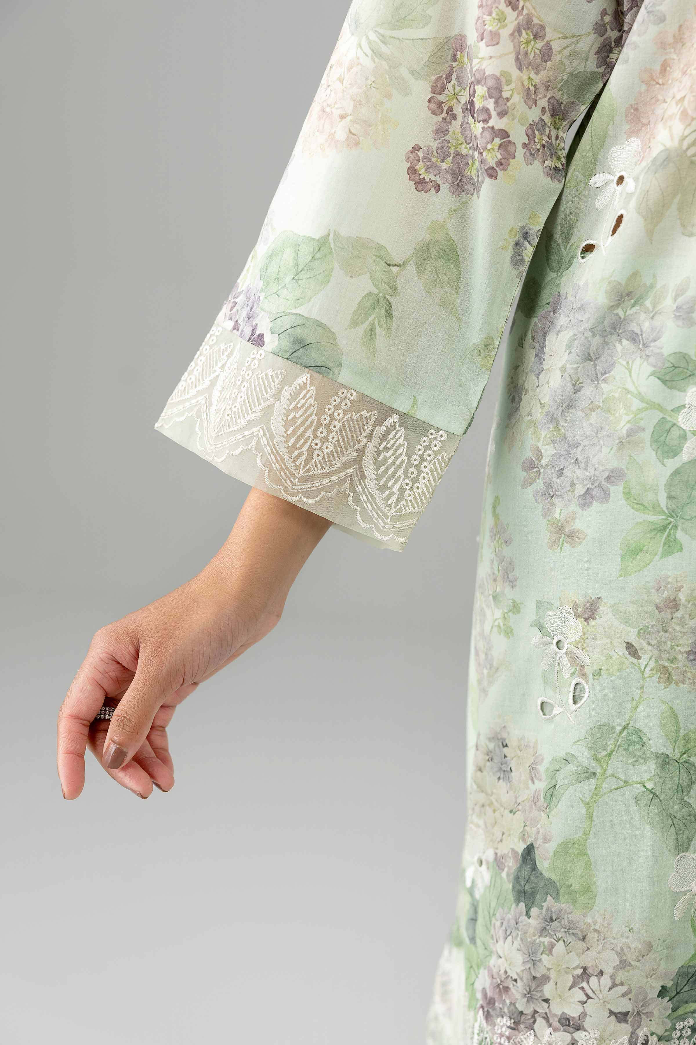 3 Piece - Printed Embroidered Suit - PE26-495