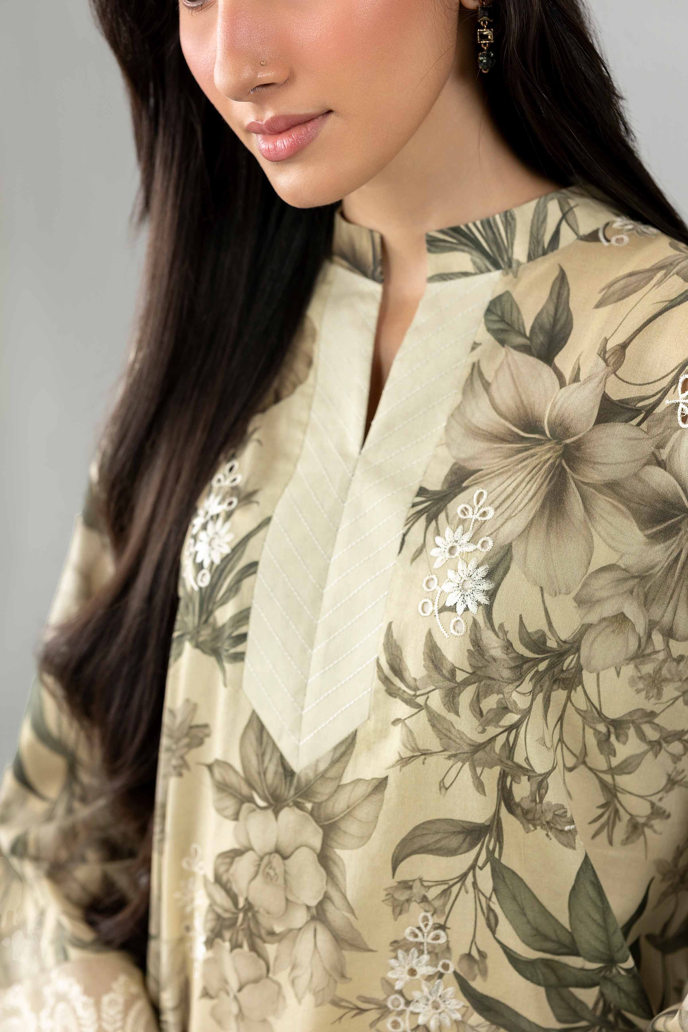 3 Piece - Printed Embroidered Suit - PE26-497
