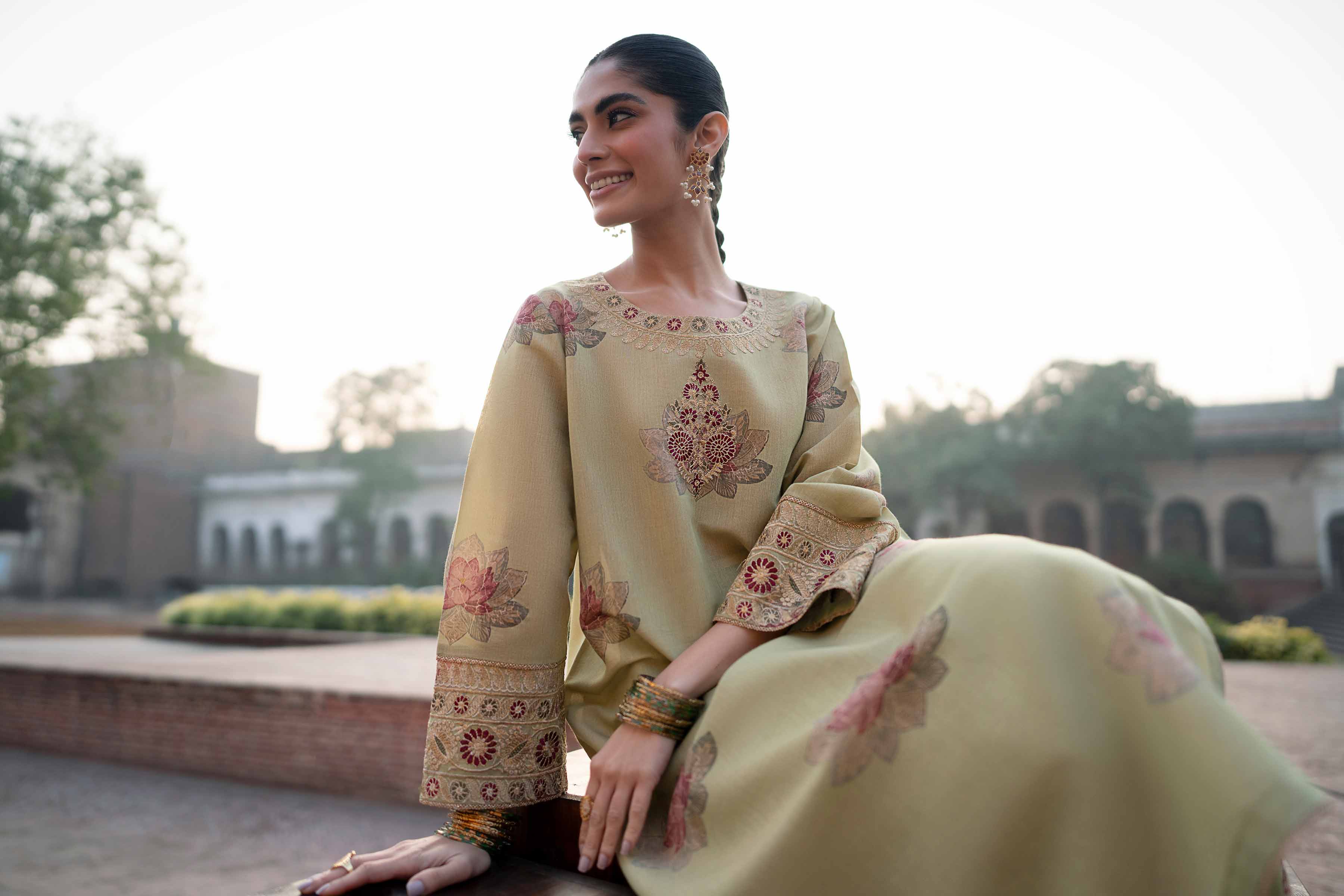 2 Piece - Printed Embroidered Suit - PFE25-02