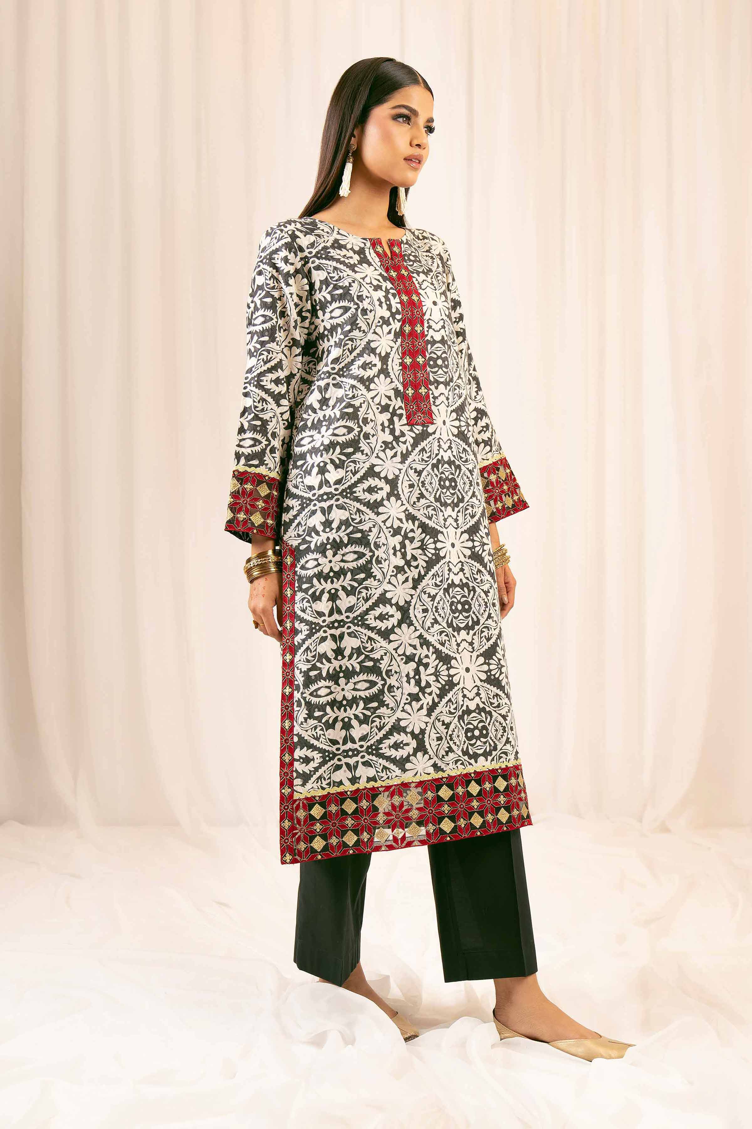 2 Piece - Printed Embroidered Suit - PFE25-31