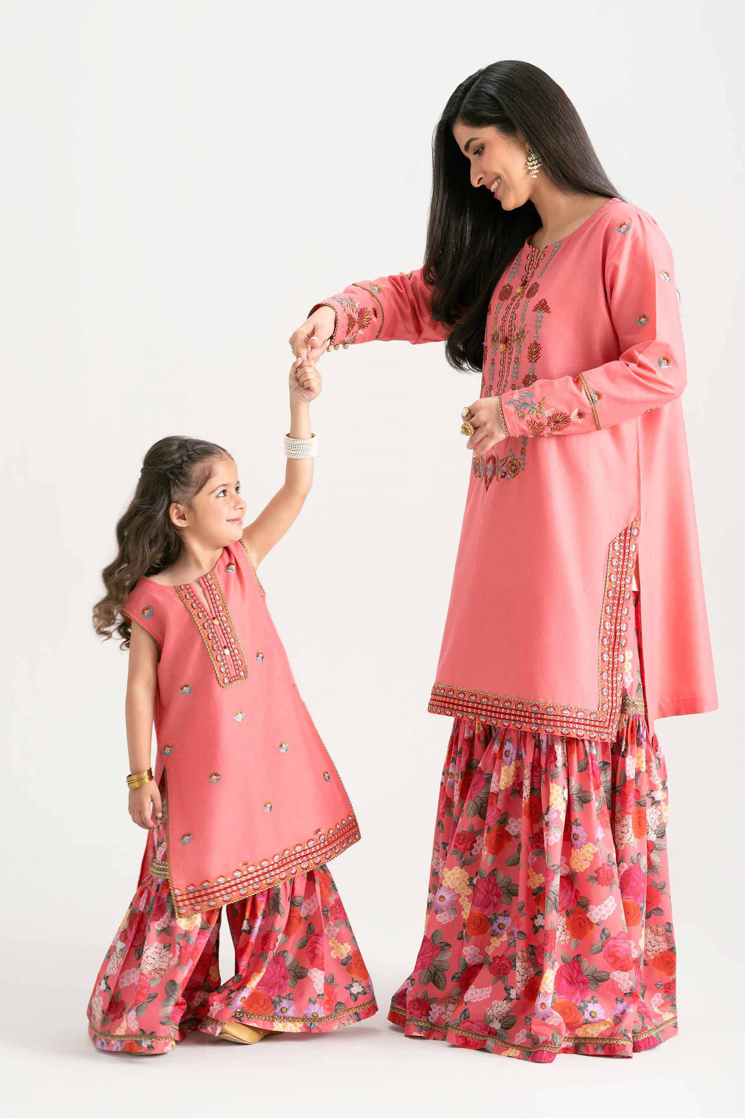 2 Piece - Printed Embroidered Suit - PMD25-04 D