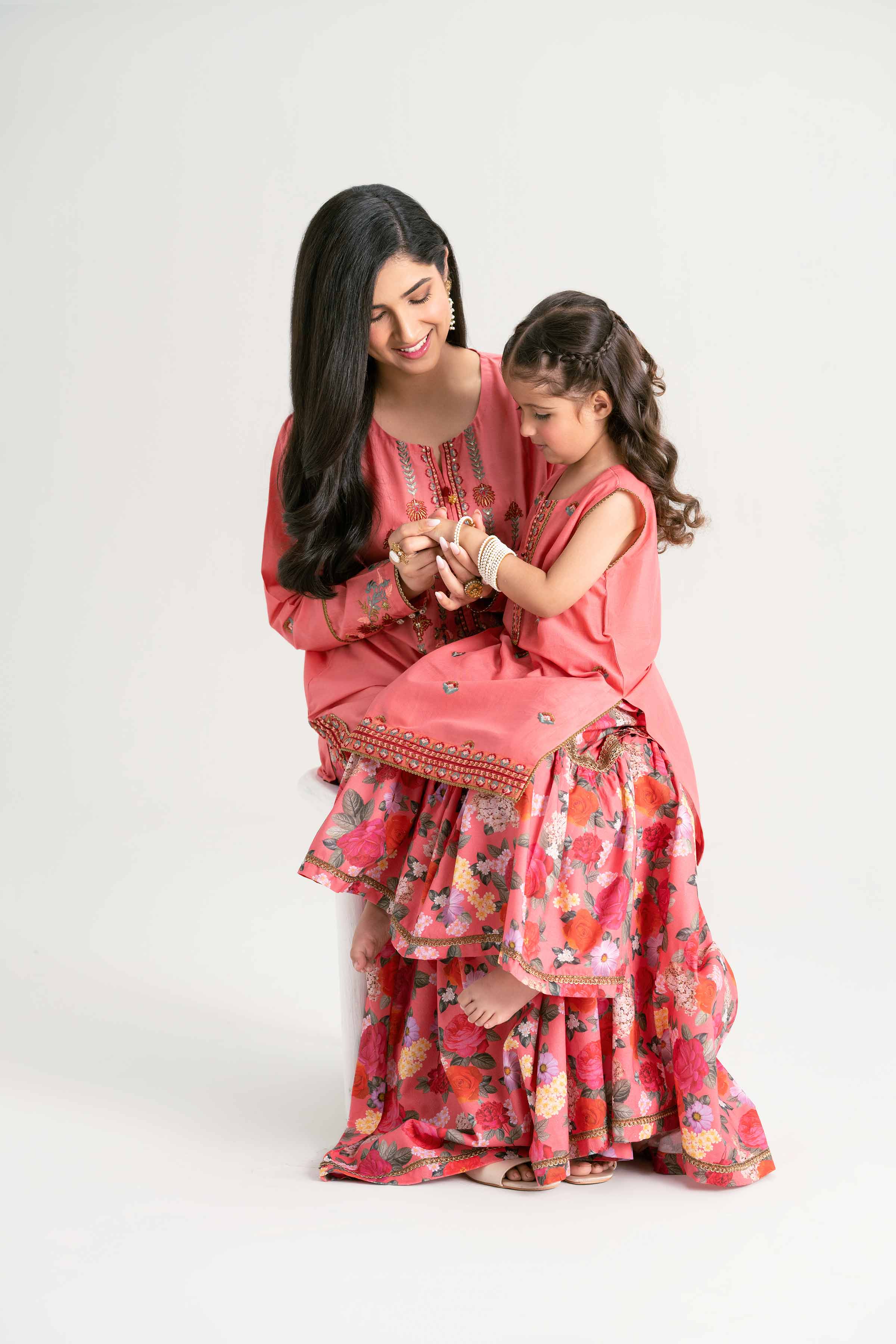 2 Piece - Printed Embroidered Suit - PMD25-04 D