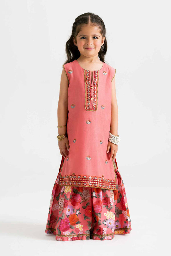 2 Piece - Printed Embroidered Suit - PMD25-04 D