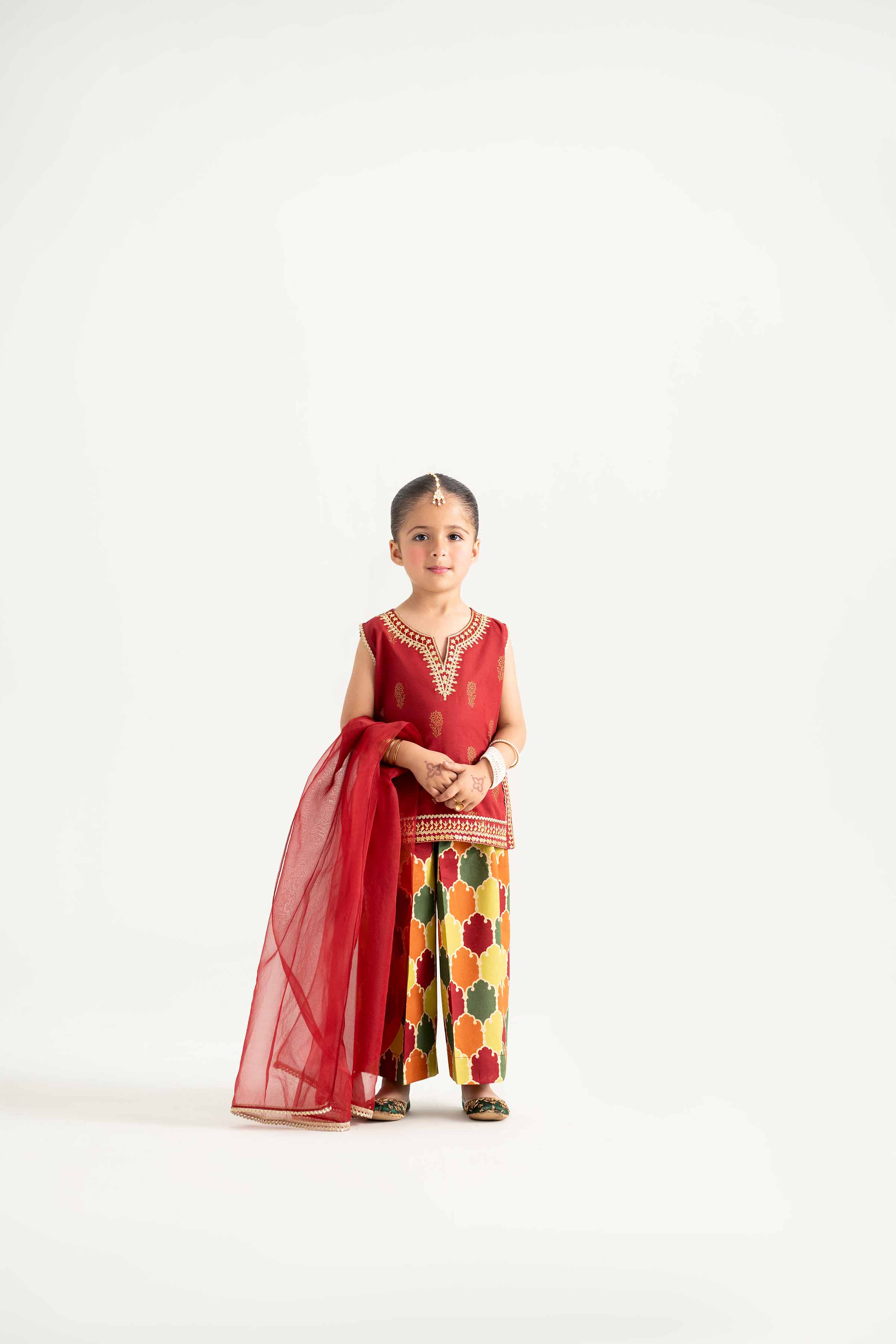 3 Piece - Printed Embroidered Suit - PMD25-13 D