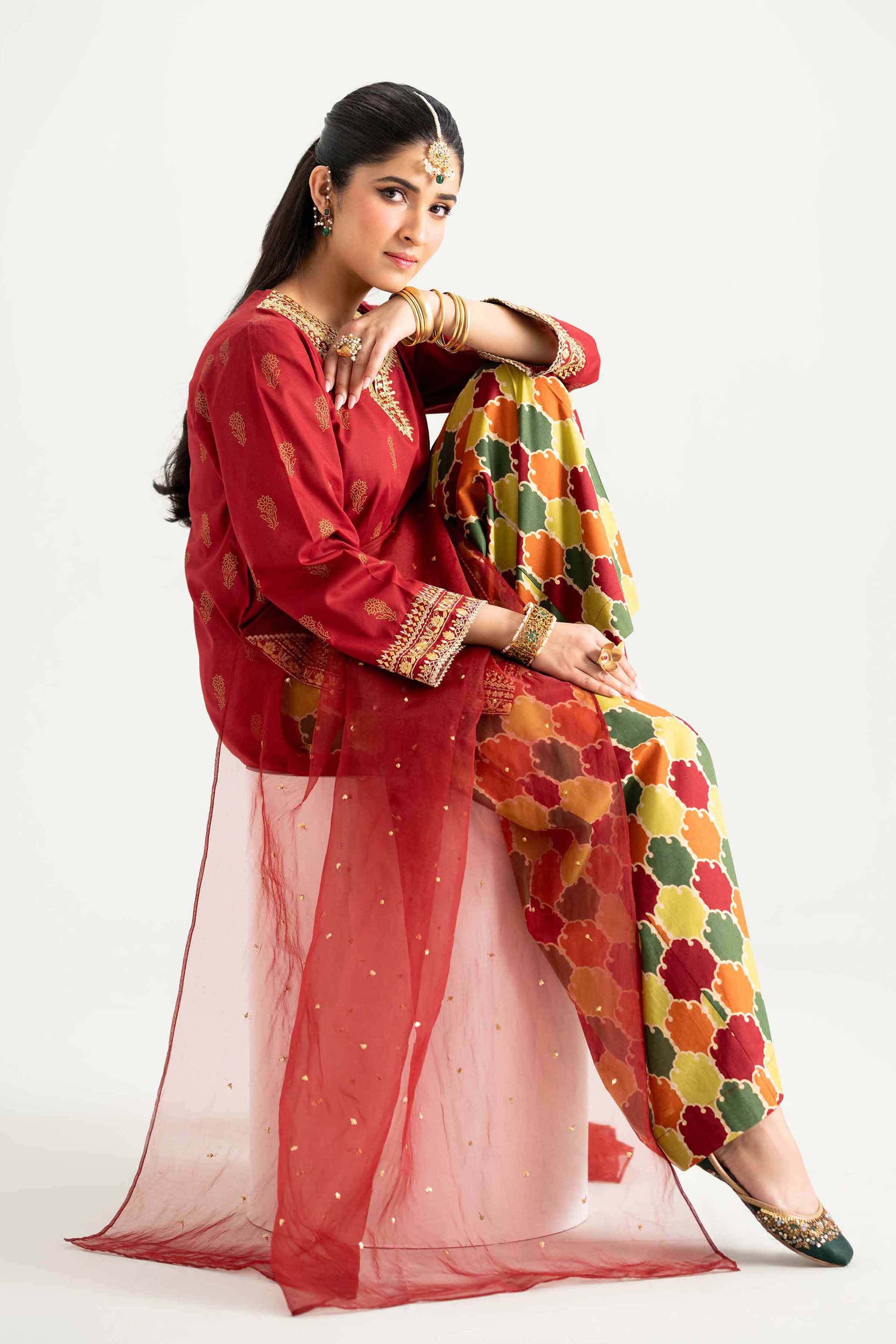 3 Piece - Printed Embroidered Suit - PMD25-13 M