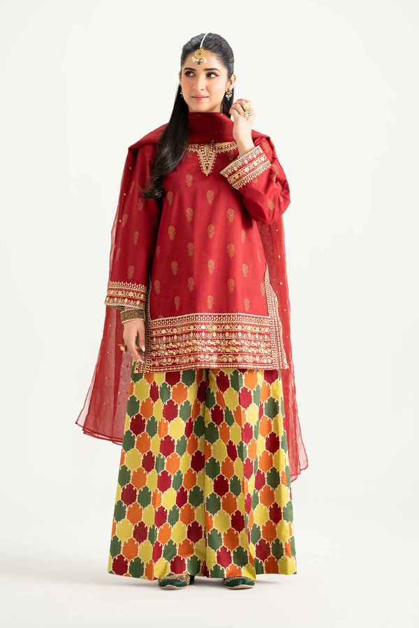 3 Piece - Printed Embroidered Suit - PMD25-13 M