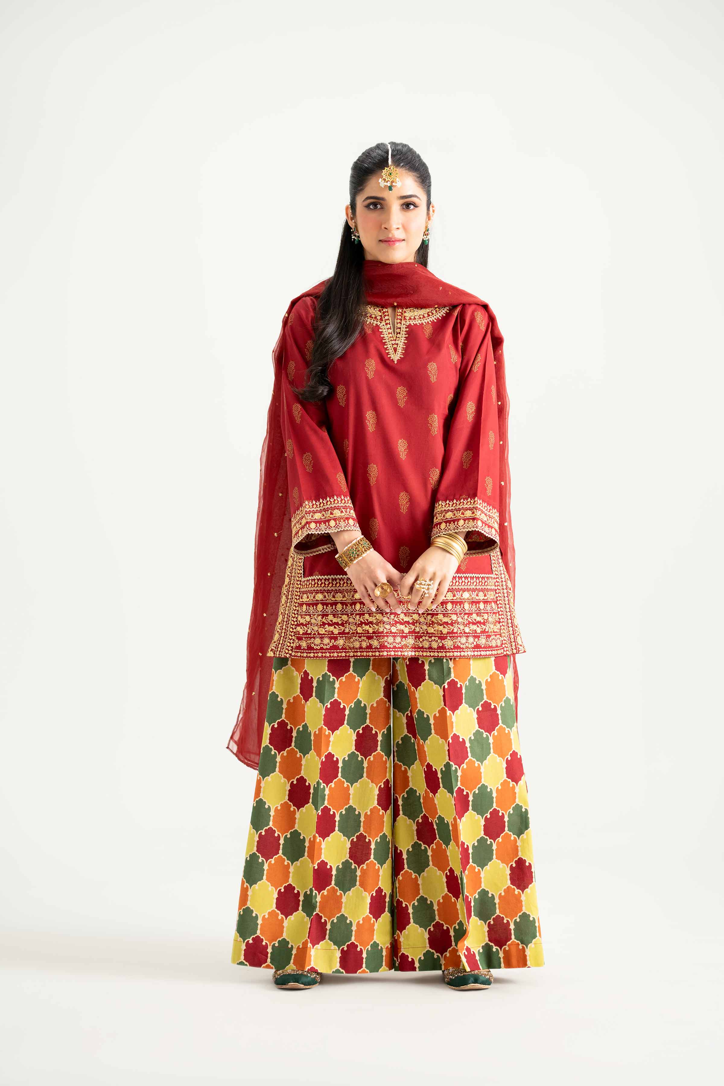 3 Piece - Printed Embroidered Suit - PMD25-13 M