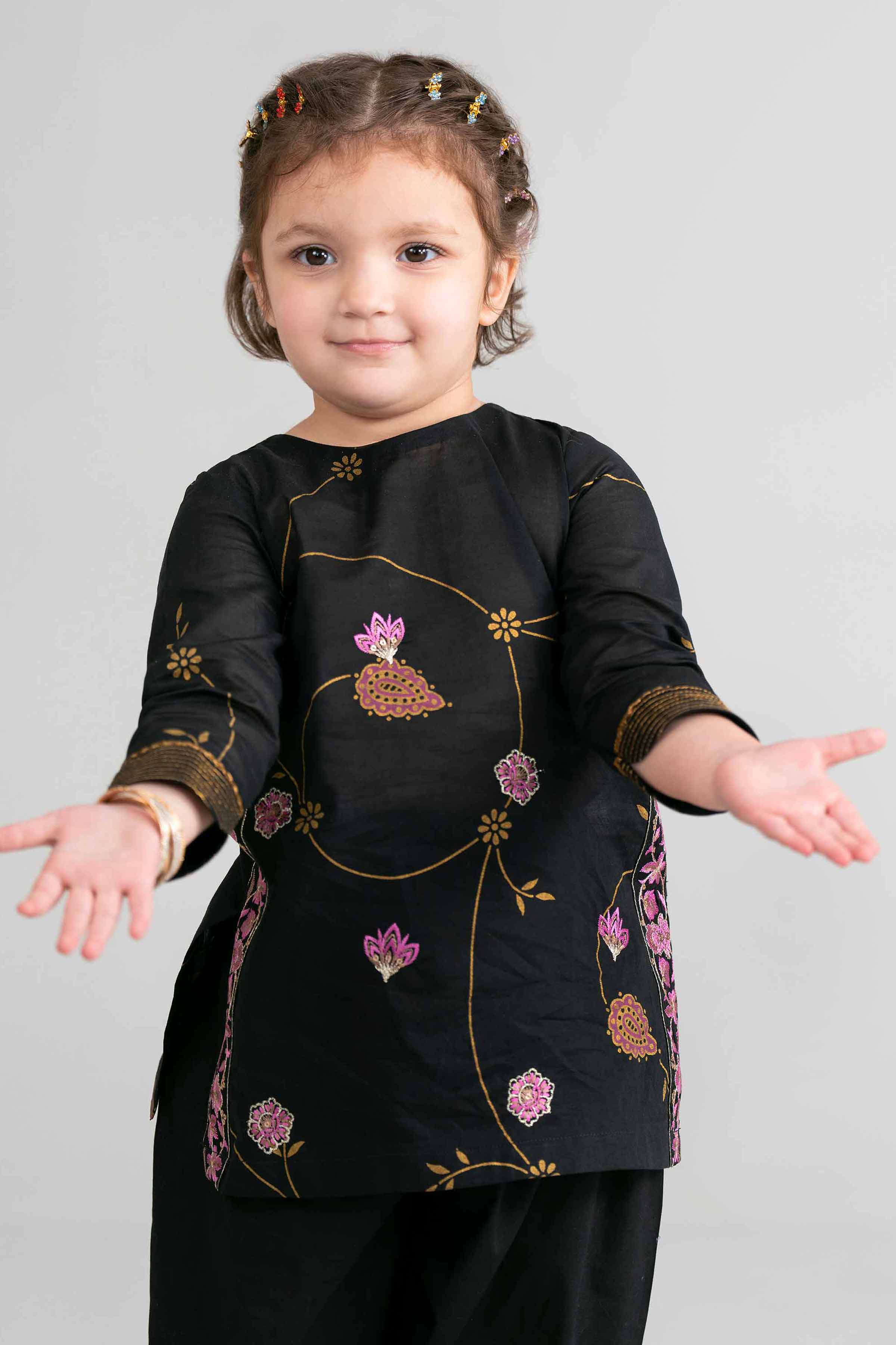 2 Piece - Printed Embroidered Suit - PMD26-03 D