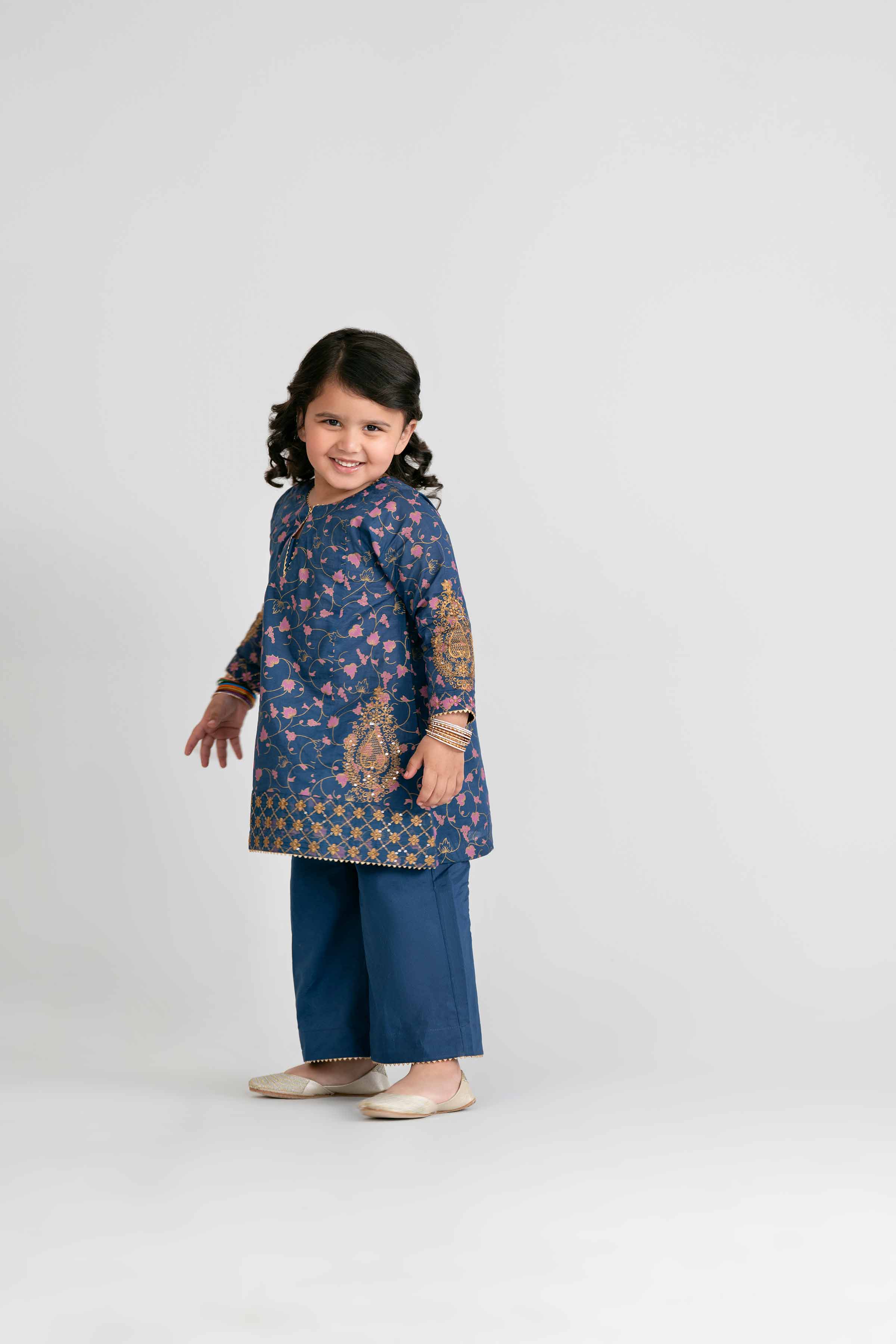 2 Piece - Printed Embroidered Suit - PMD26-04 D