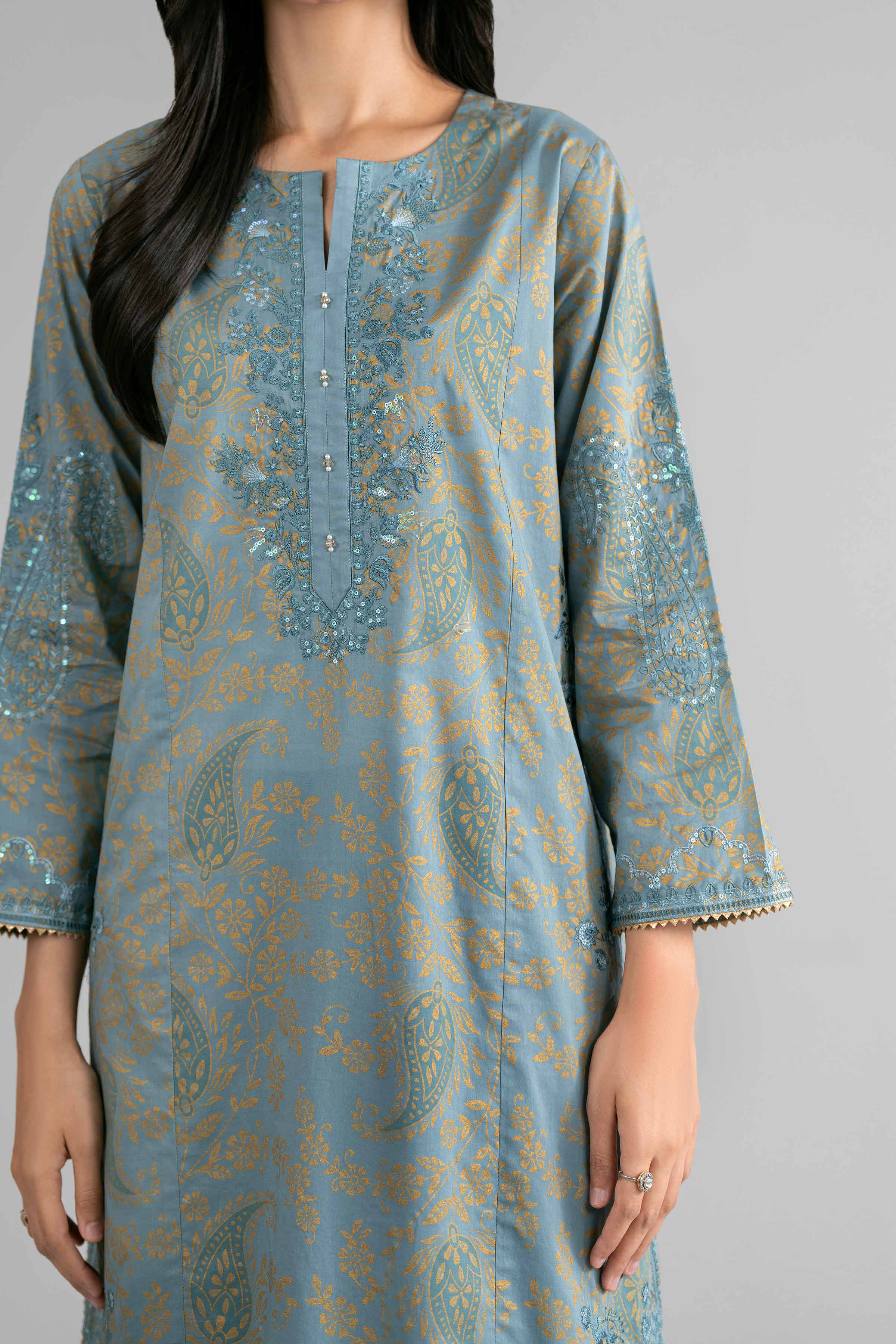 2 Piece - Printed Embroidered Suit - PMD26-05 M