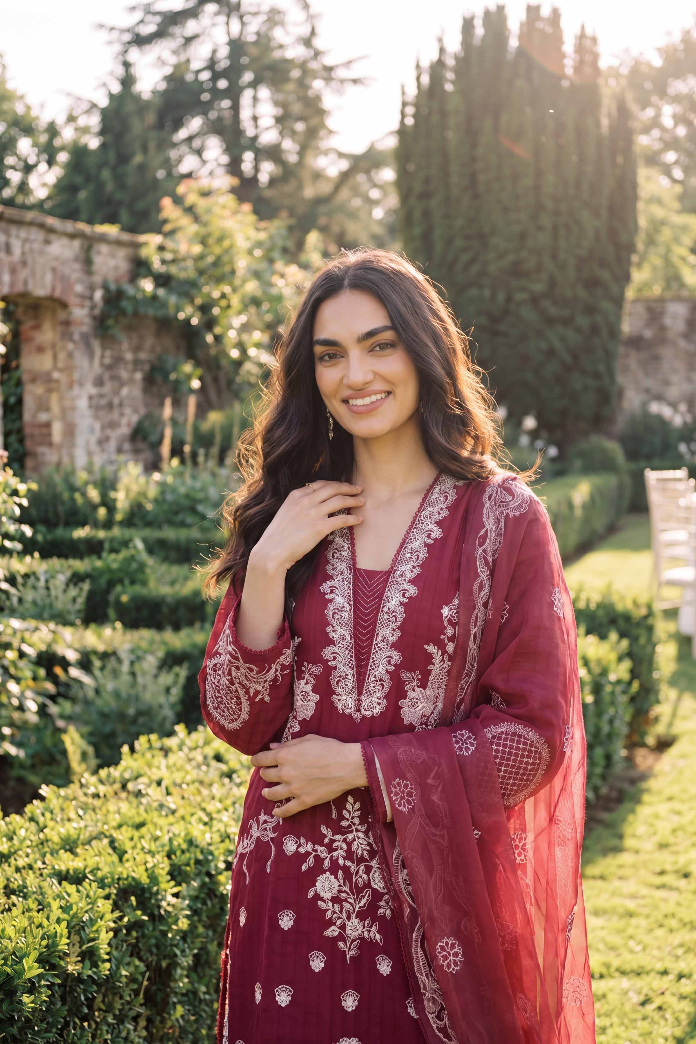3 Piece - Embroidered Suit - PMD26-34 D