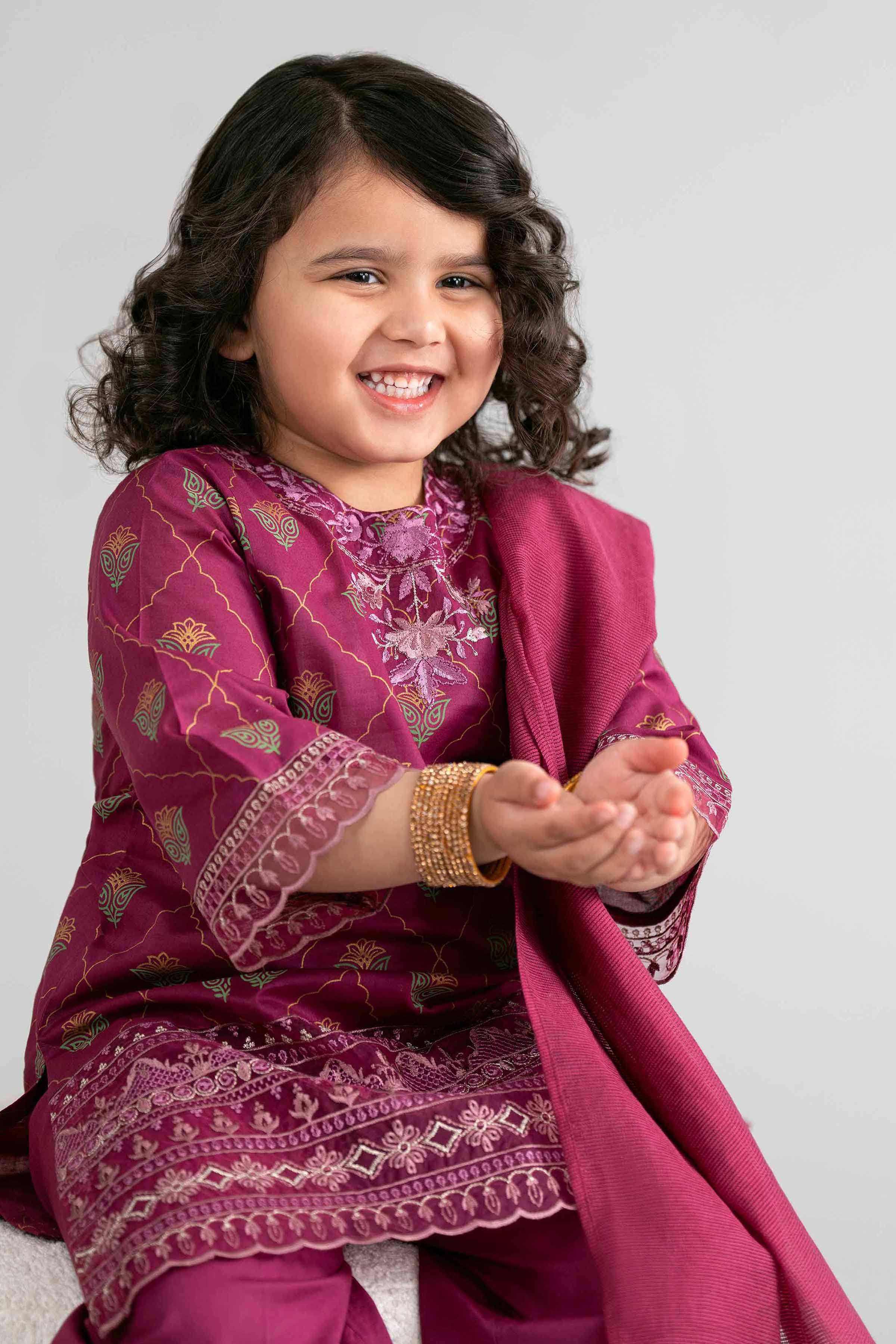 3 Piece - Printed Embroidered Suit - PMD26-41 D