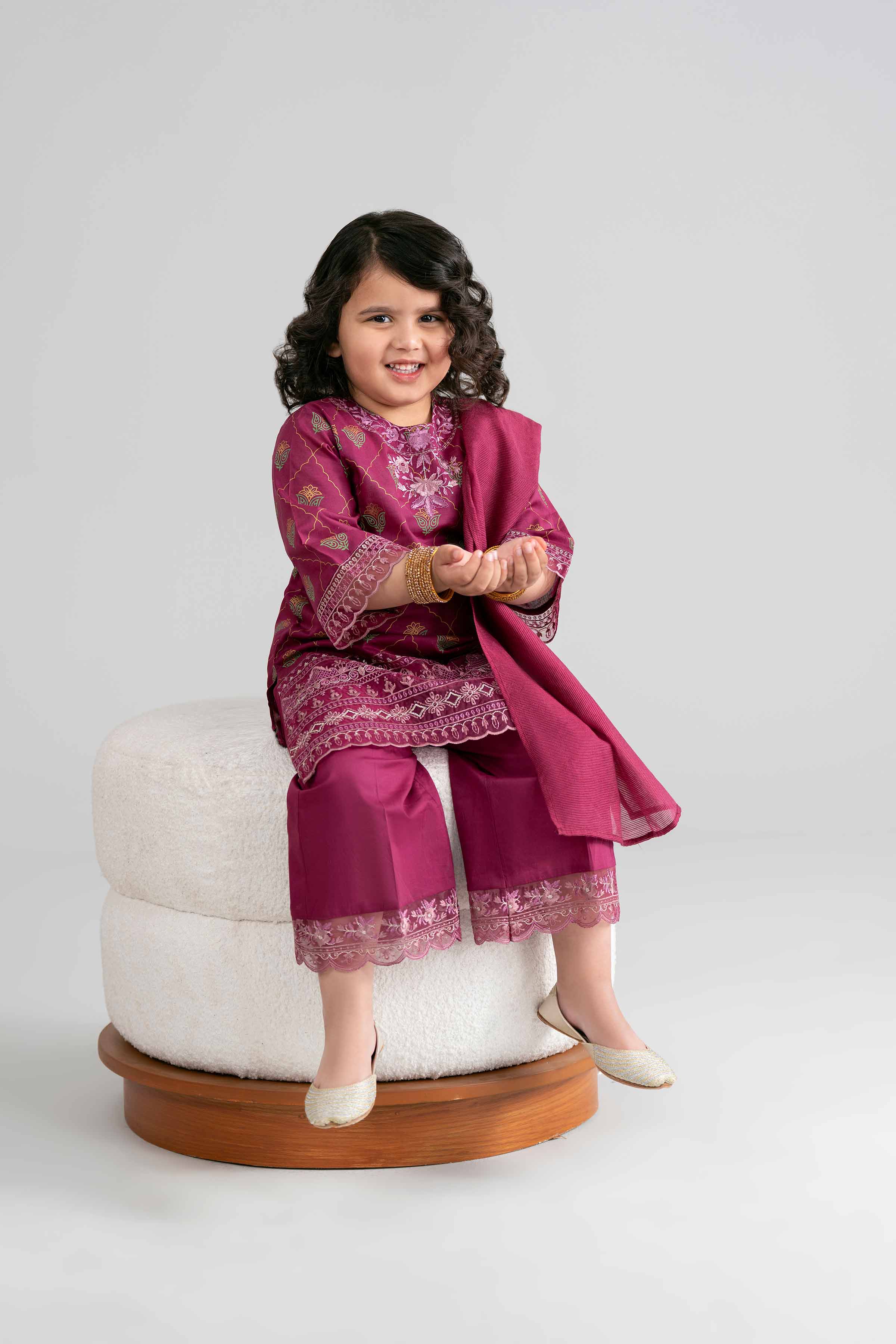 3 Piece - Printed Embroidered Suit - PMD26-41 D