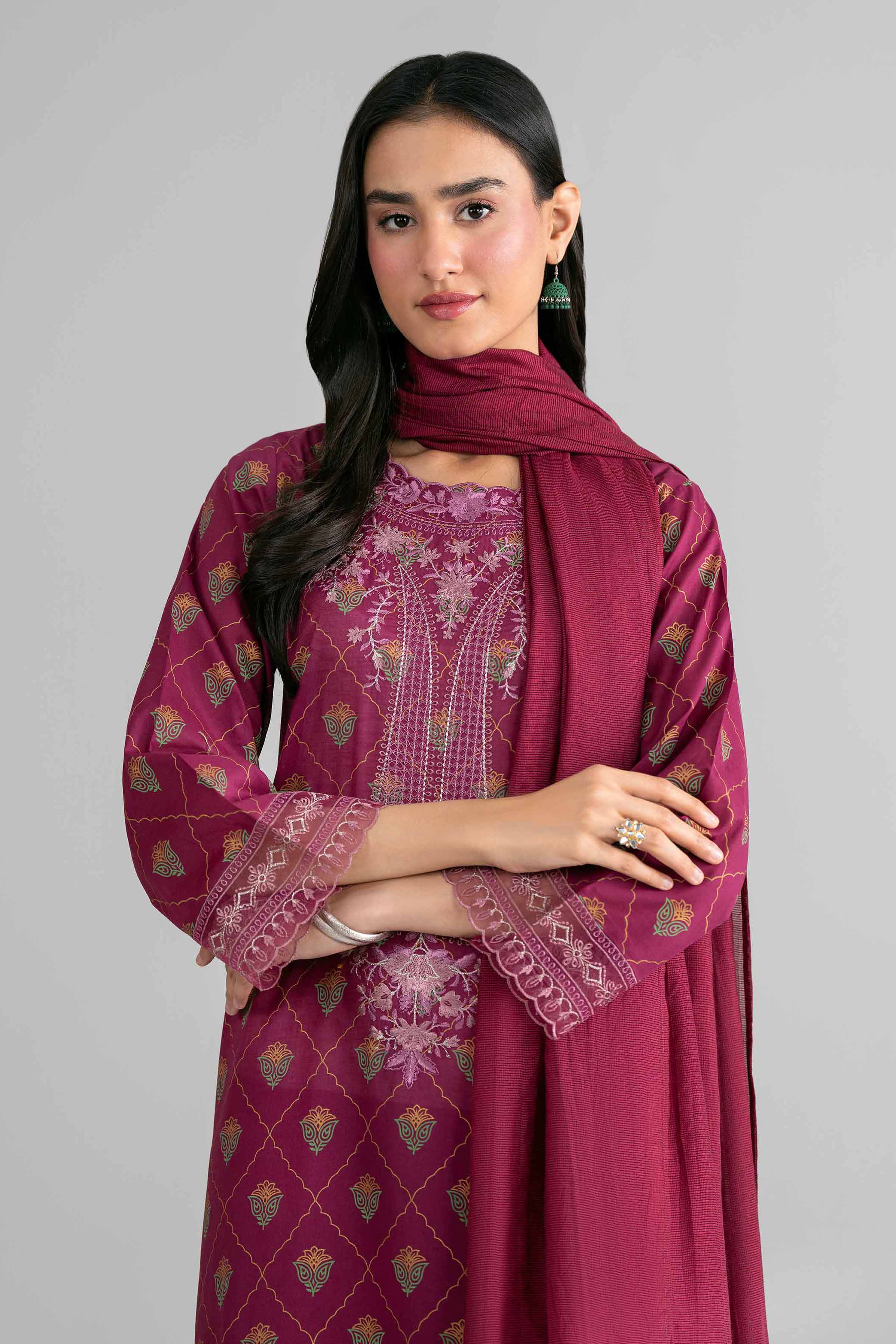 3 Piece - Printed Embroidered Suit - PMD26-41 M