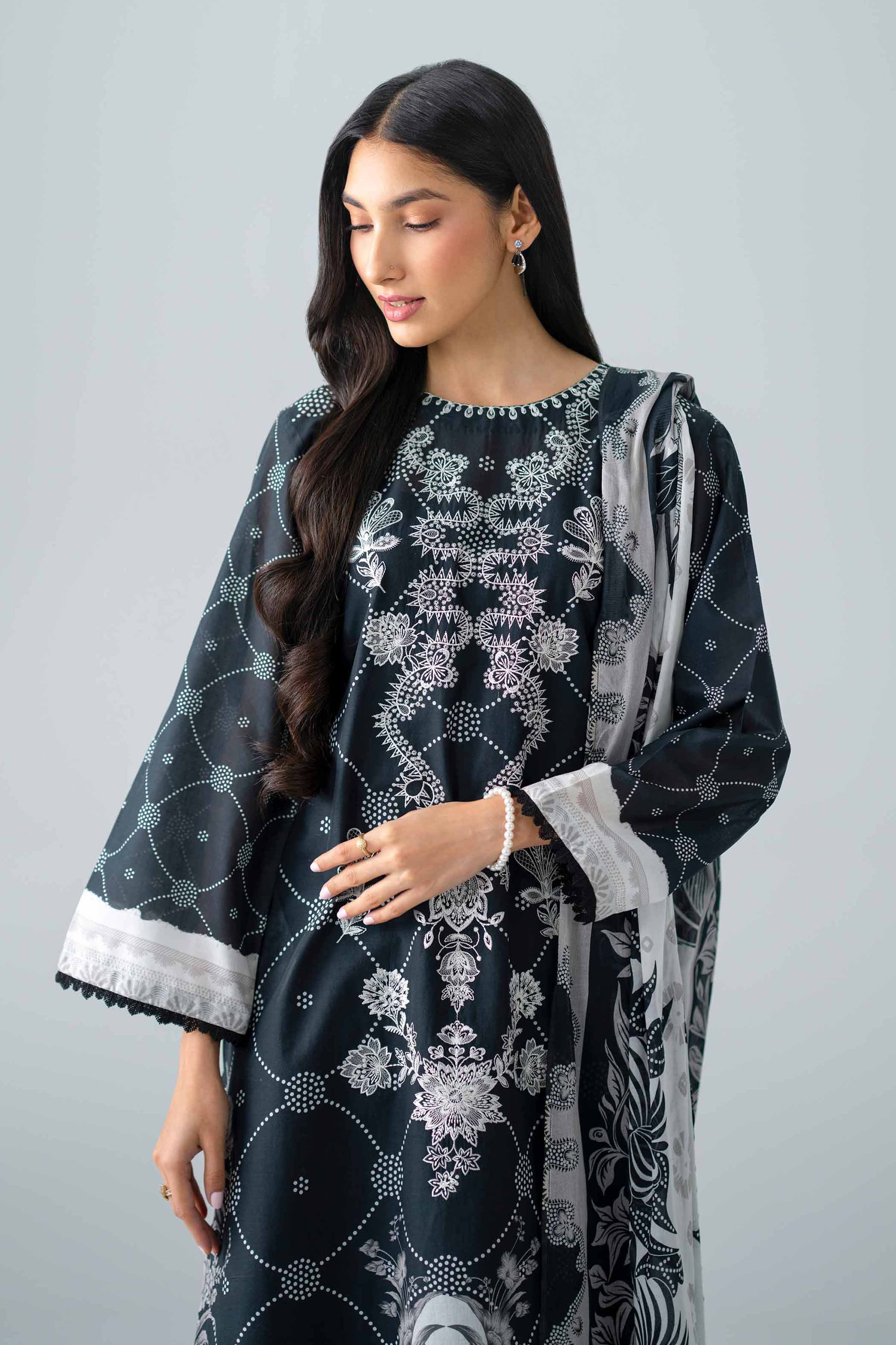 3 Piece - Printed Embroidered Suit - PMS26-05