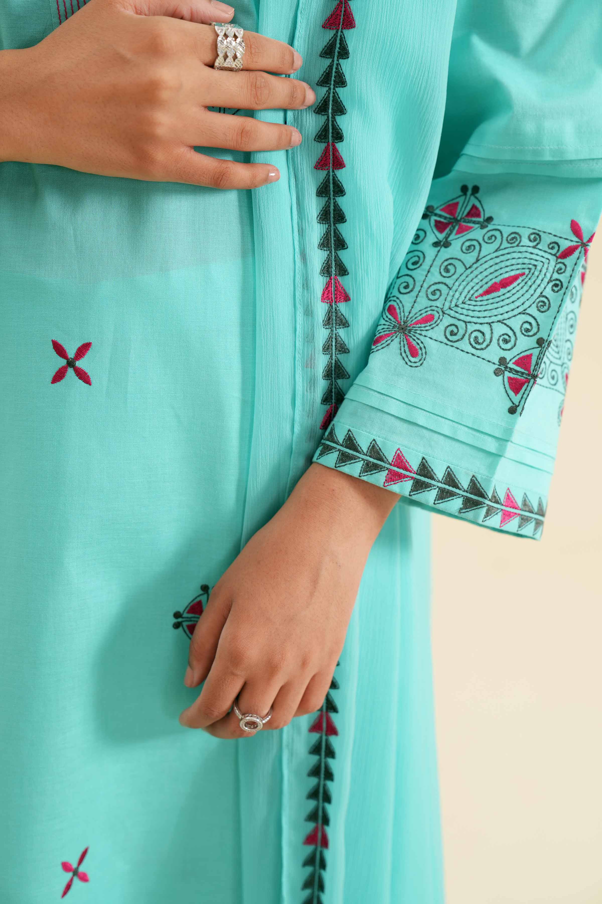 3 Piece - Embroidered Suit - PS24-119