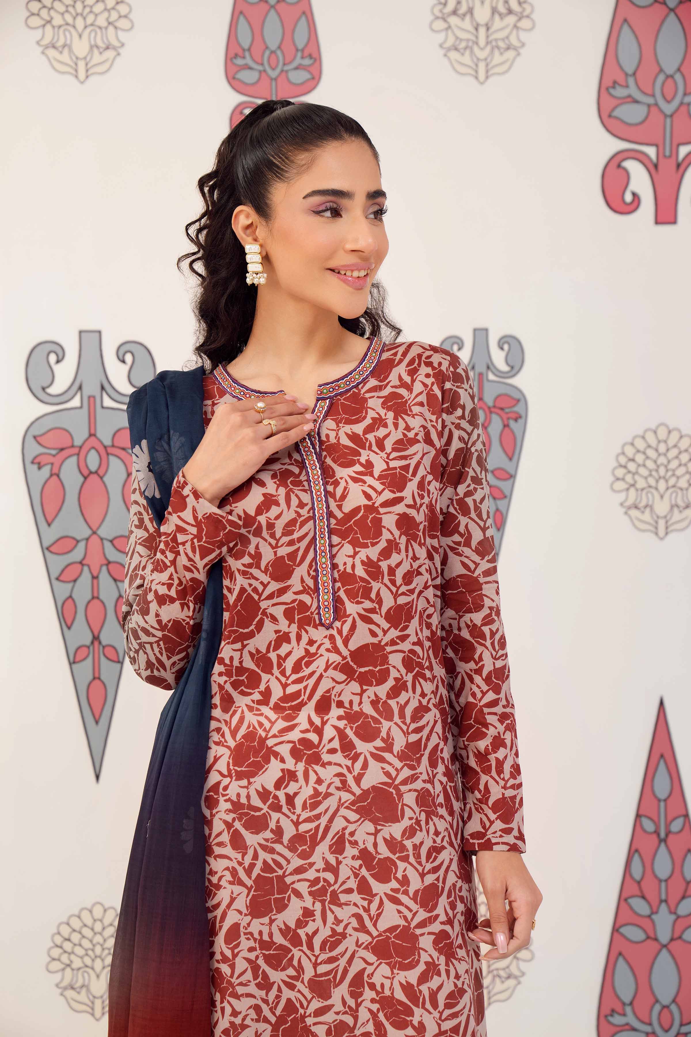 2 Piece - Printed Embroidered Suit - PS24-149