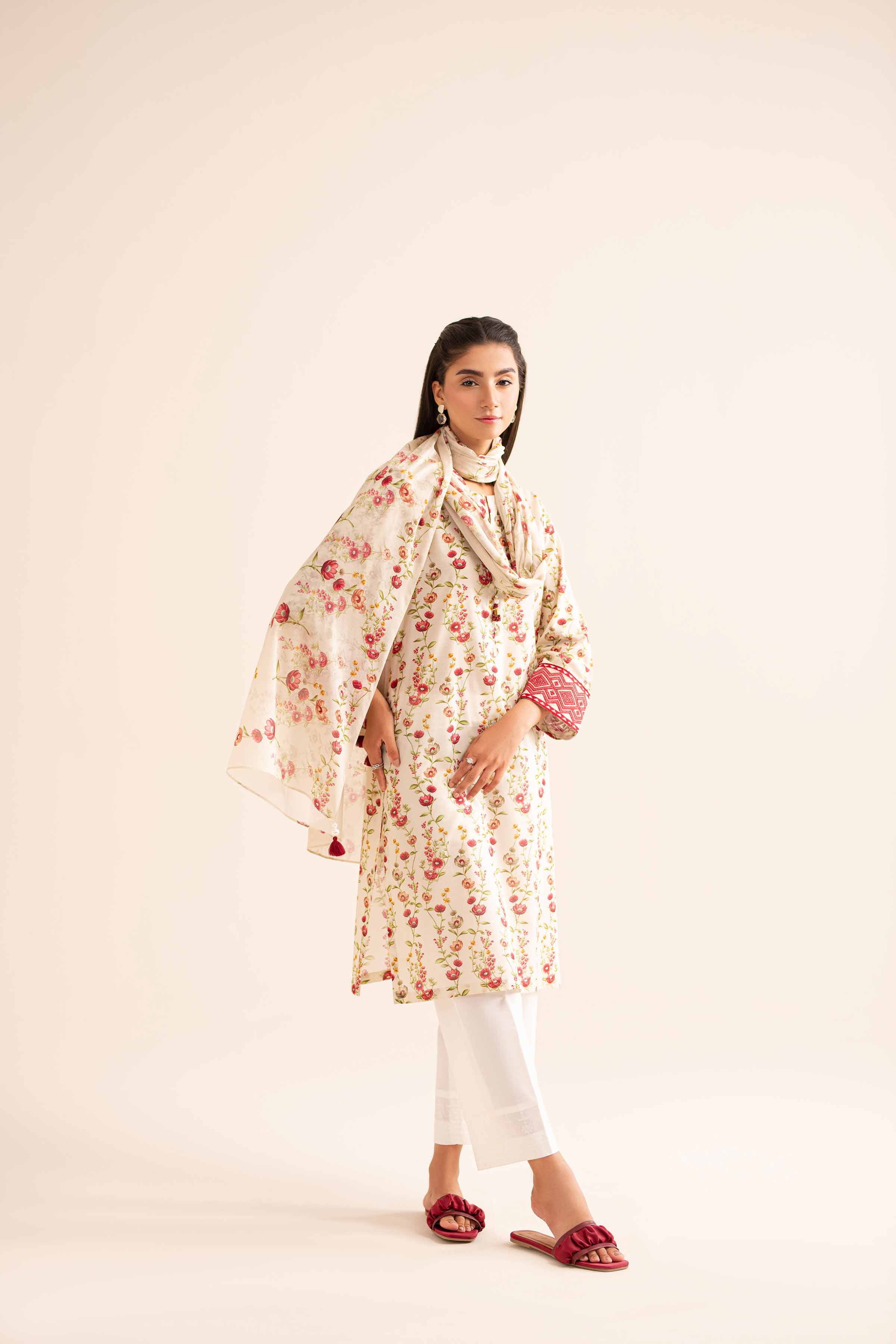 2 Piece - Printed Embroidered Suit - PS24-253