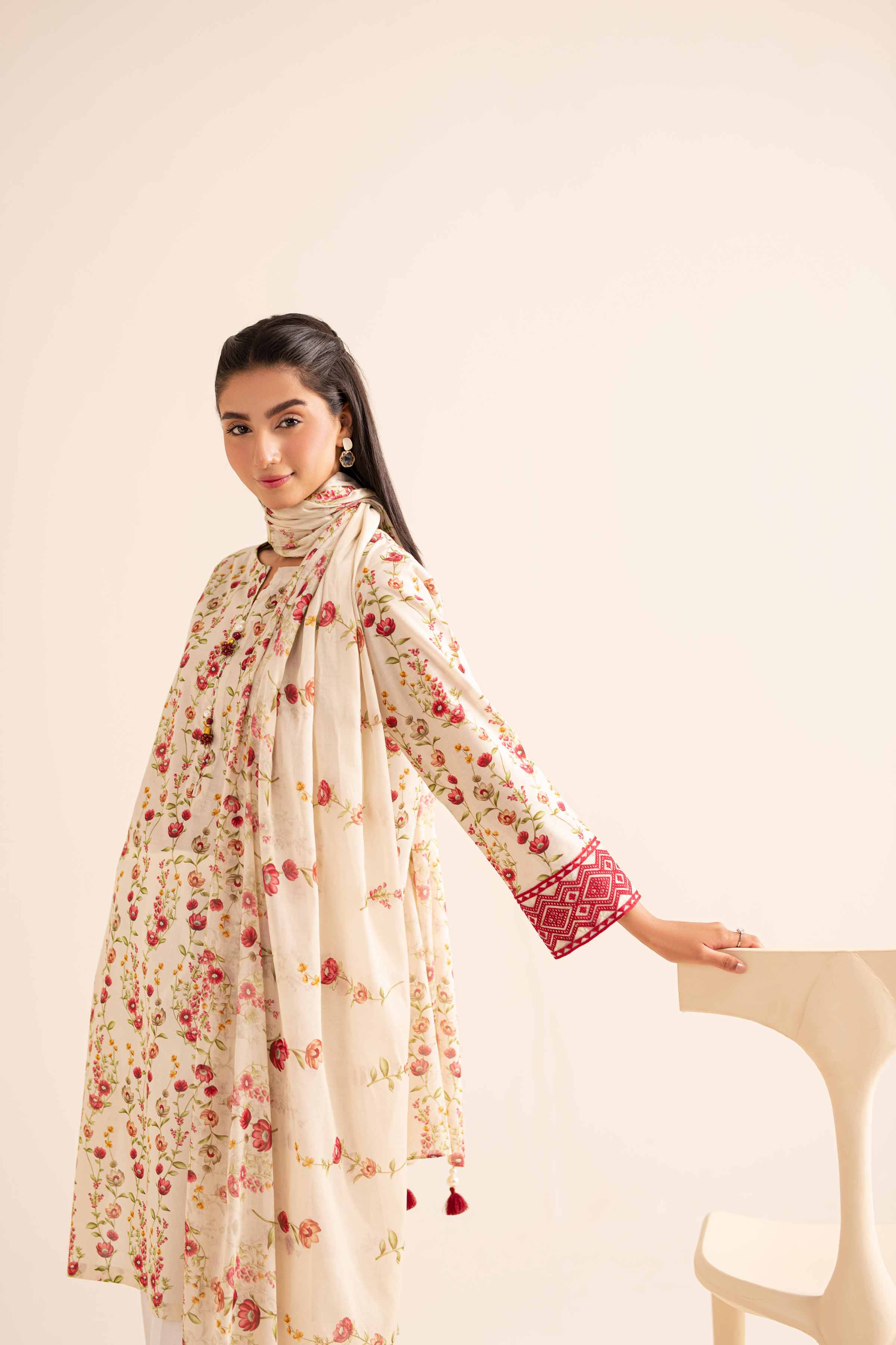 2 Piece - Printed Embroidered Suit - PS24-253