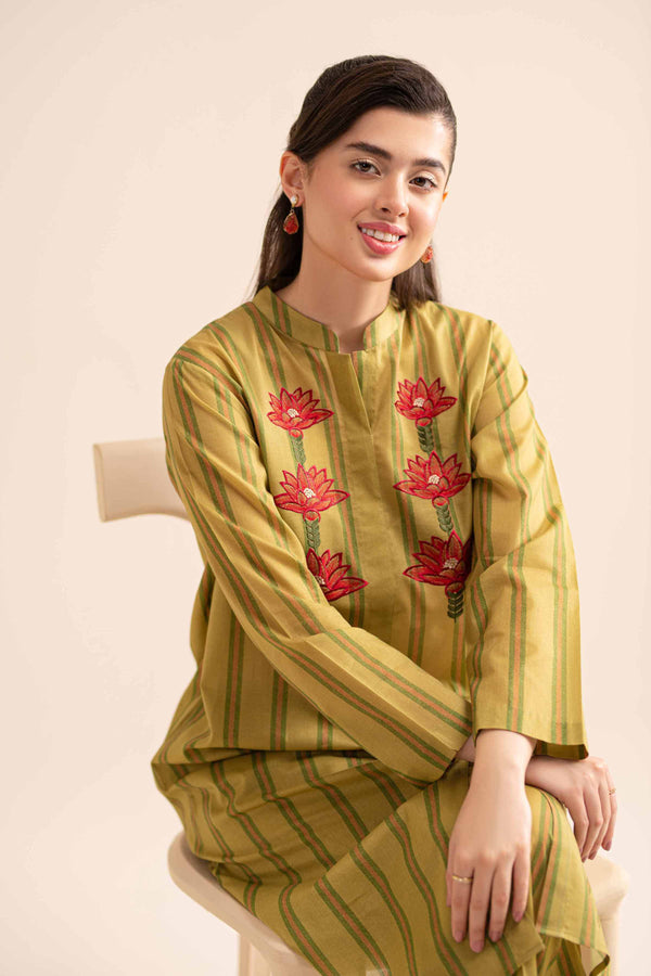 2 Piece - Printed Embroidered Suit - PS24-275