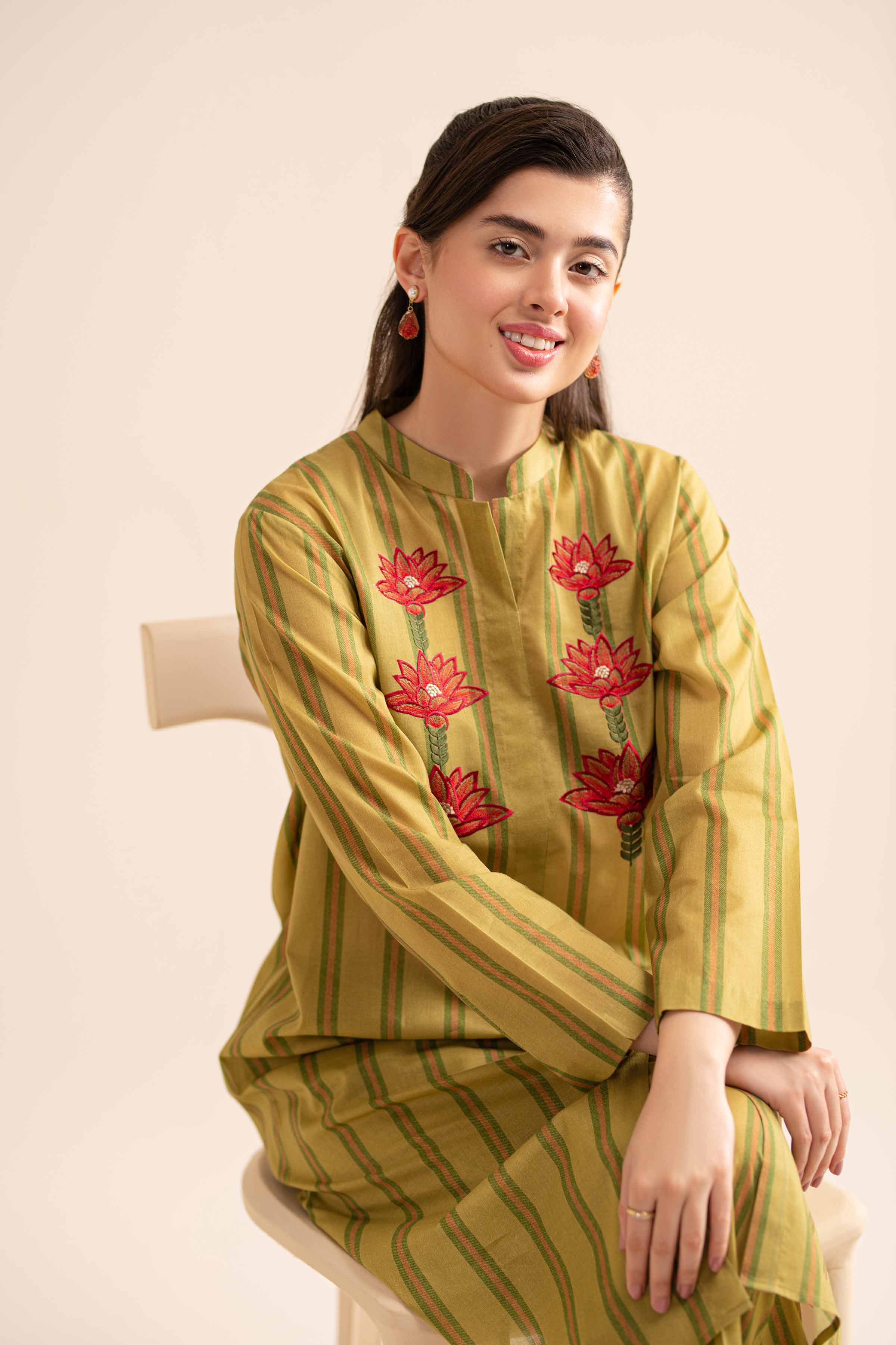 2 Piece - Printed Embroidered Suit - PS24-275