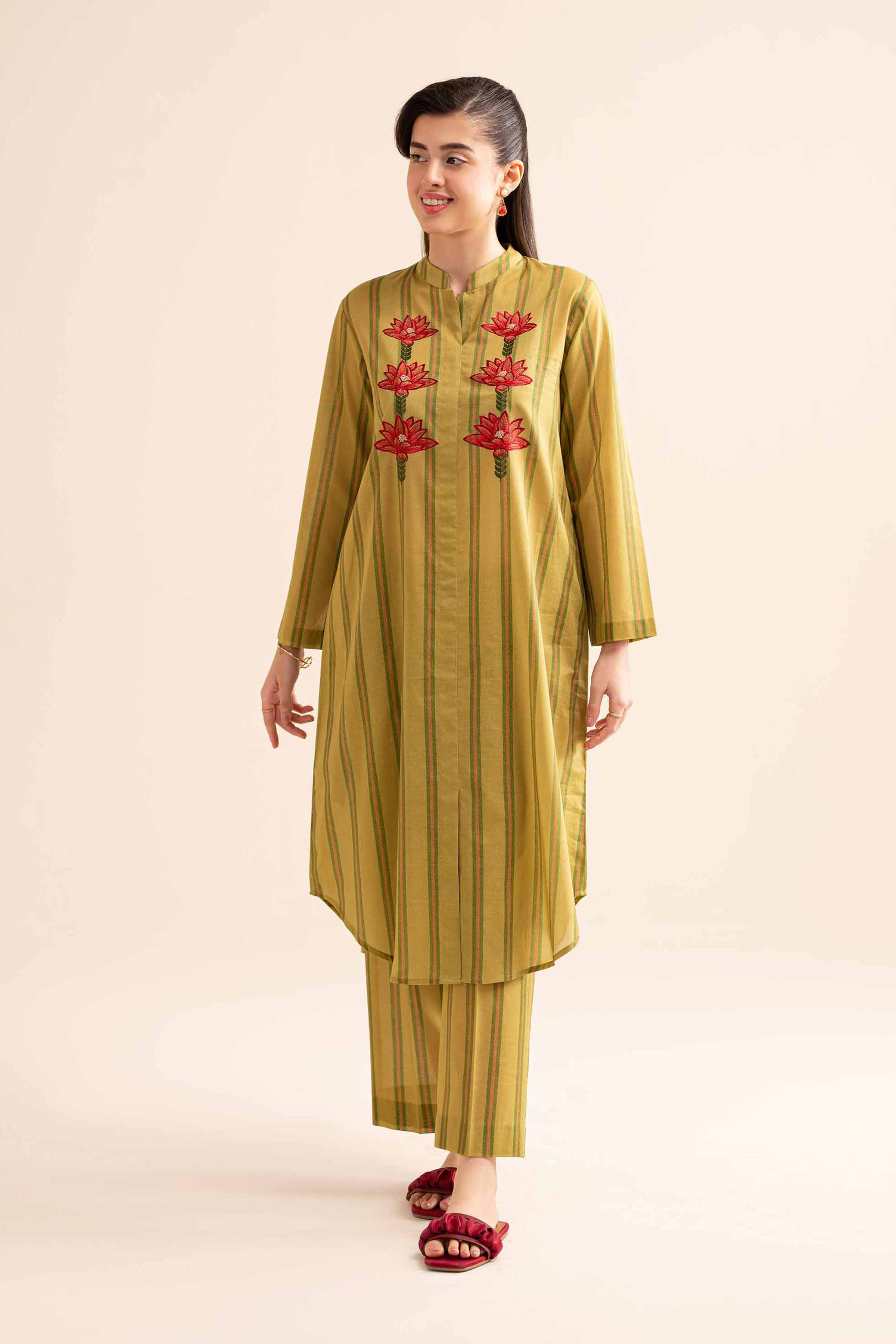 2 Piece - Printed Embroidered Suit - PS24-275