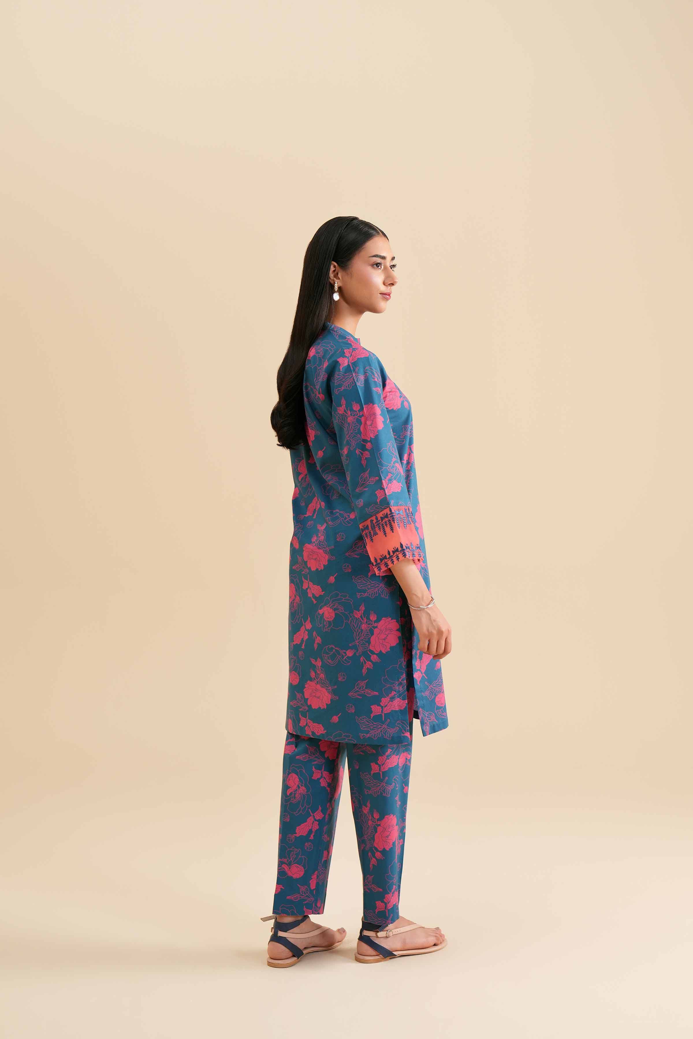 2-Piece - Printed Embroidered Suit  - PS24-294