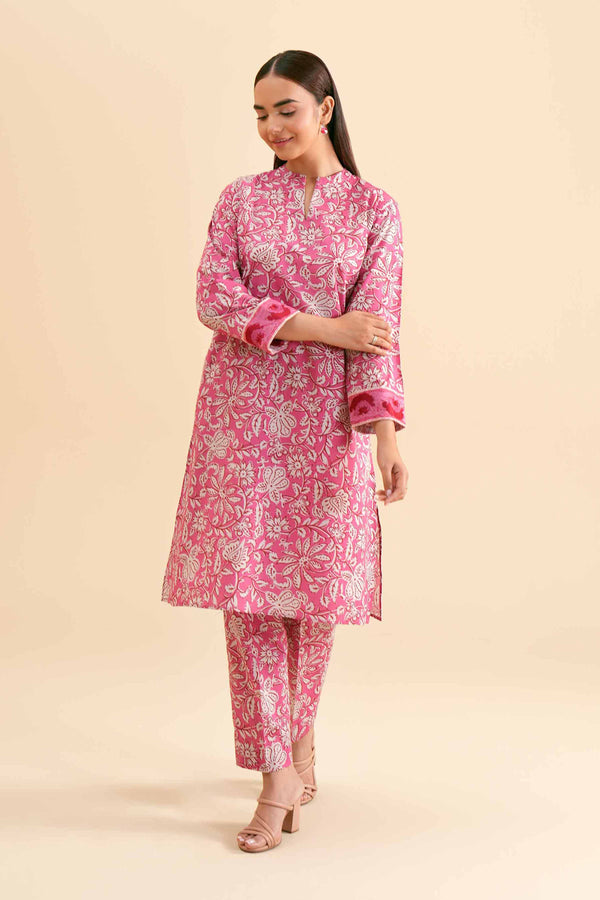 2 Piece - Printed Embroidered Suit - PS24-296