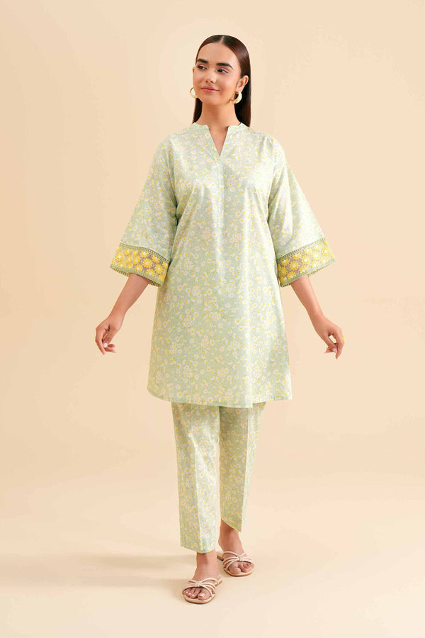2 Piece - Printed Embroidered Suit - PS24-298