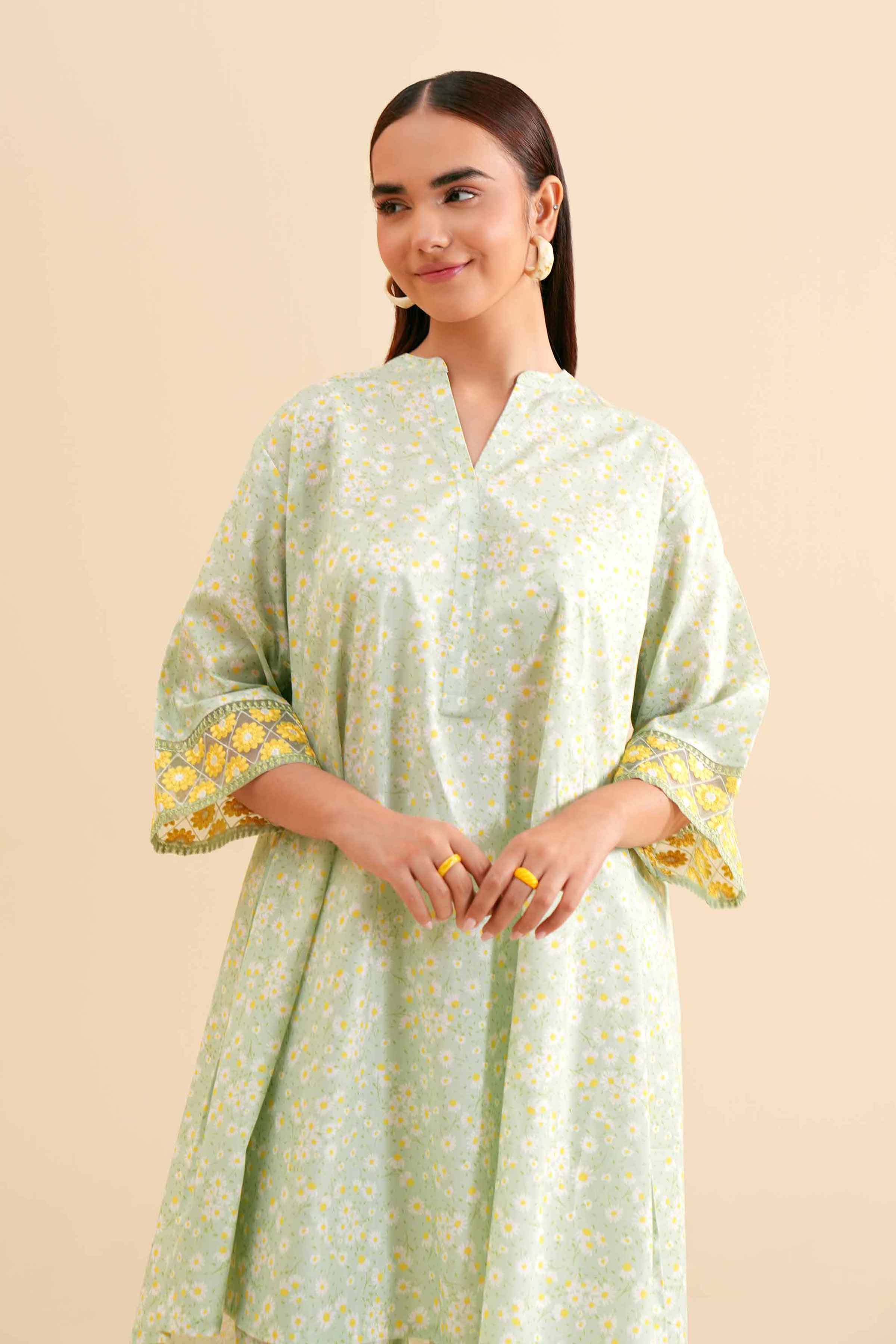 2 Piece - Printed Embroidered Suit - PS24-298