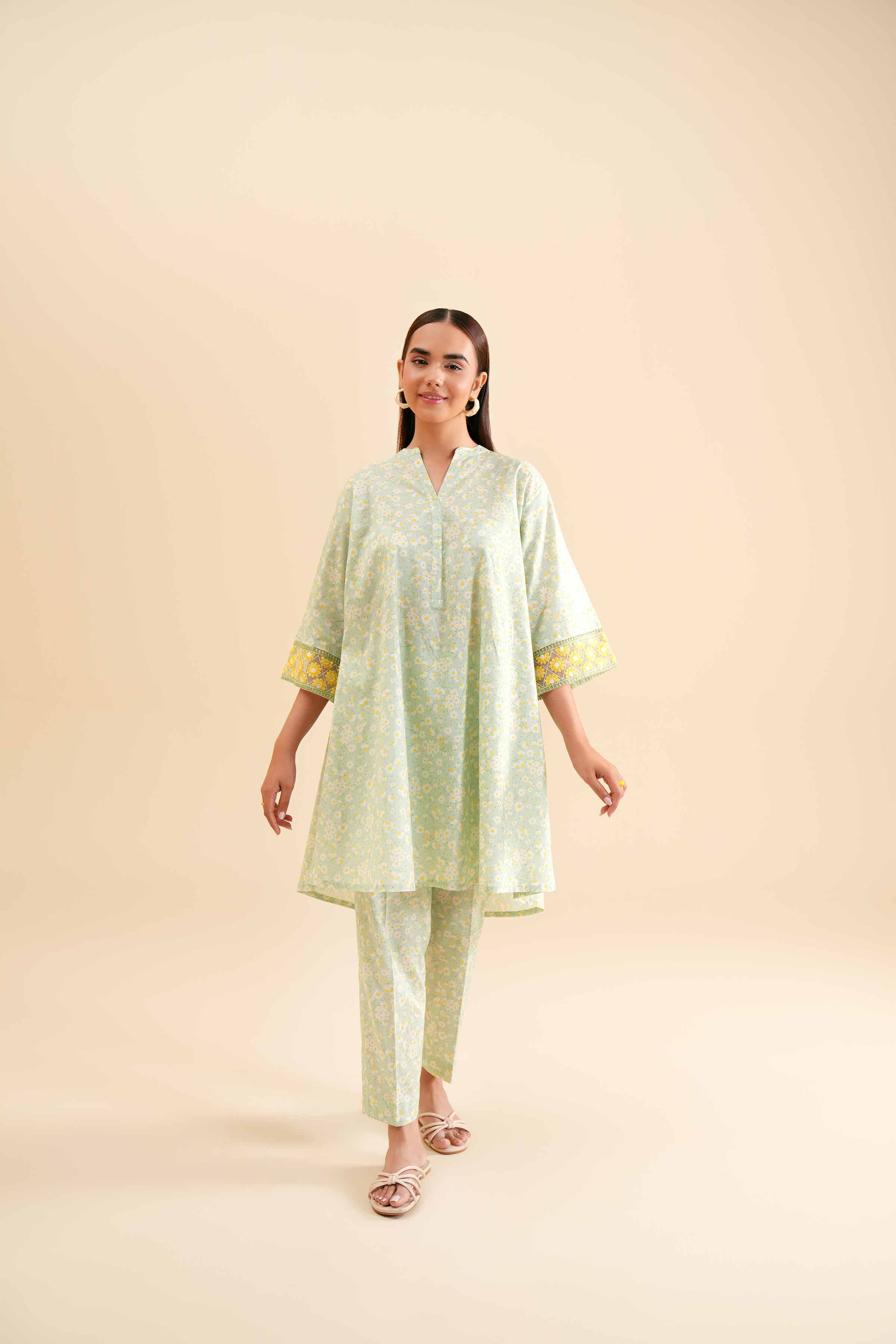 2 Piece - Printed Embroidered Suit - PS24-298