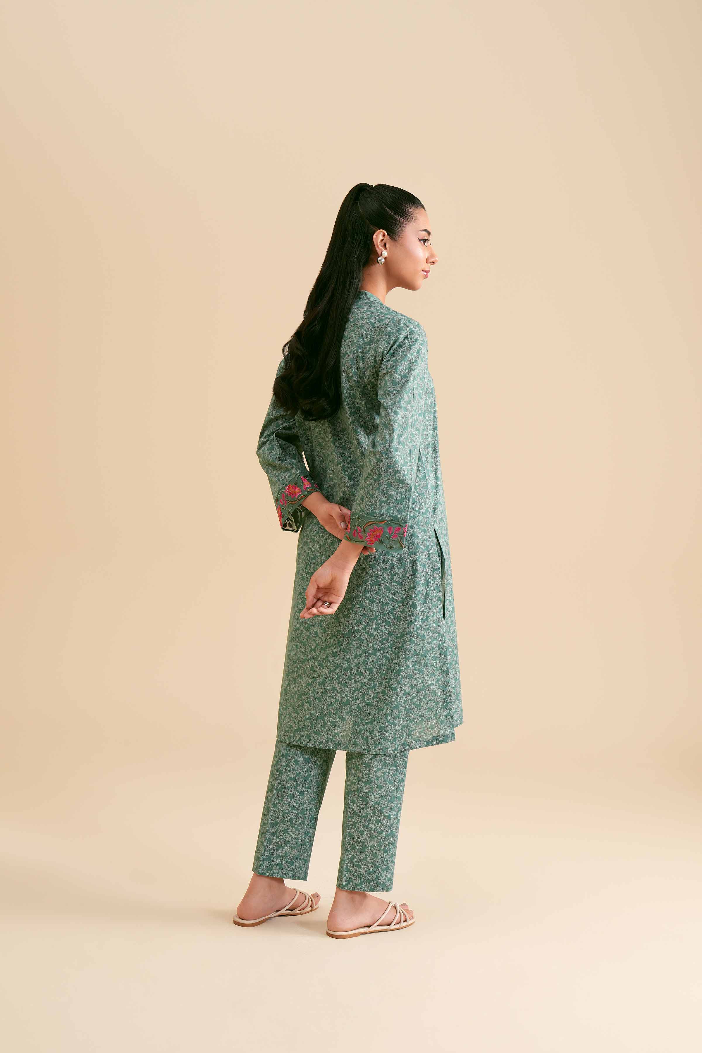 2 Piece - Printed Embroidered Suit - PS24-303