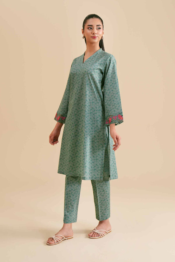 2 Piece - Printed Embroidered Suit - PS24-303