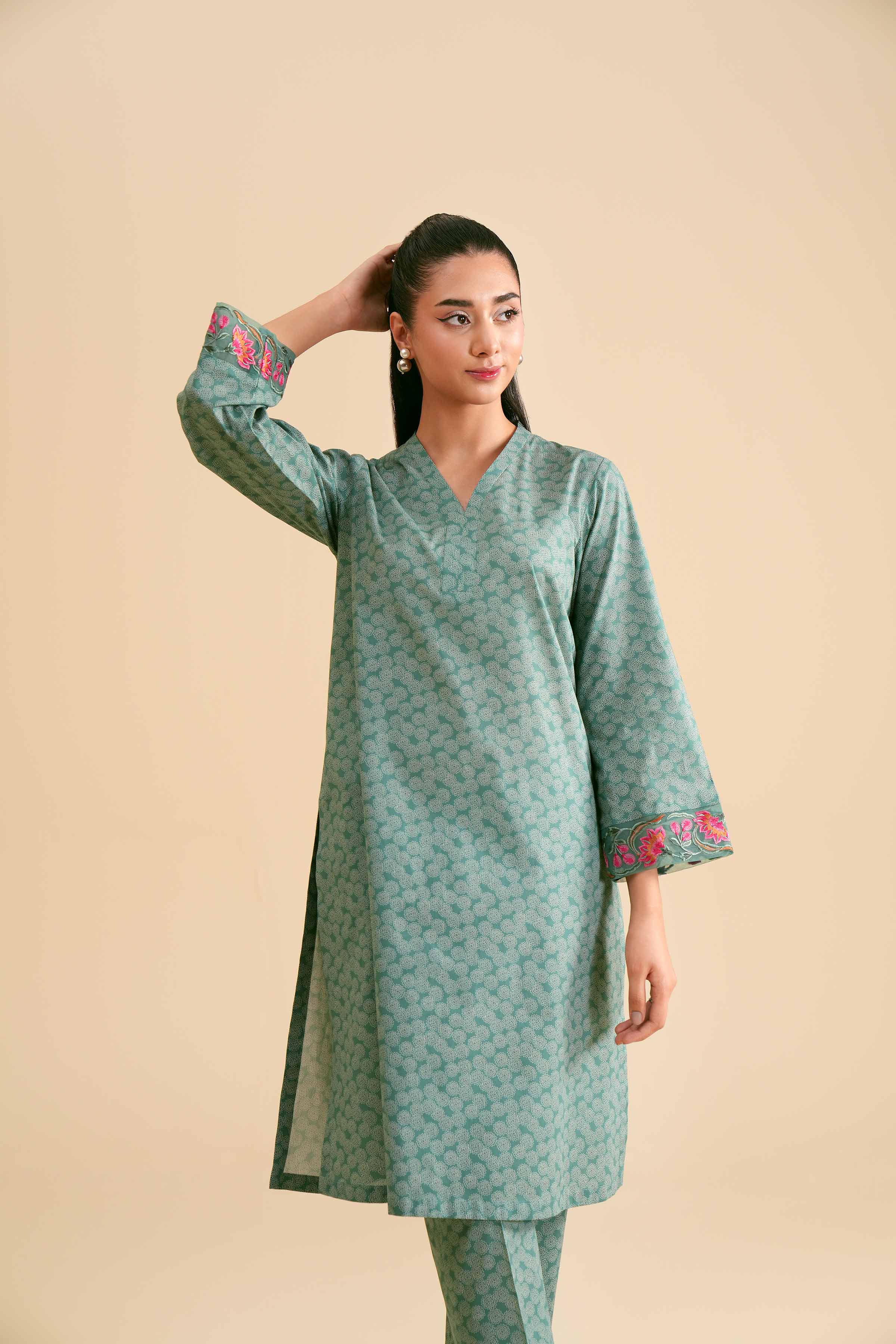 2 Piece - Printed Embroidered Suit - PS24-303