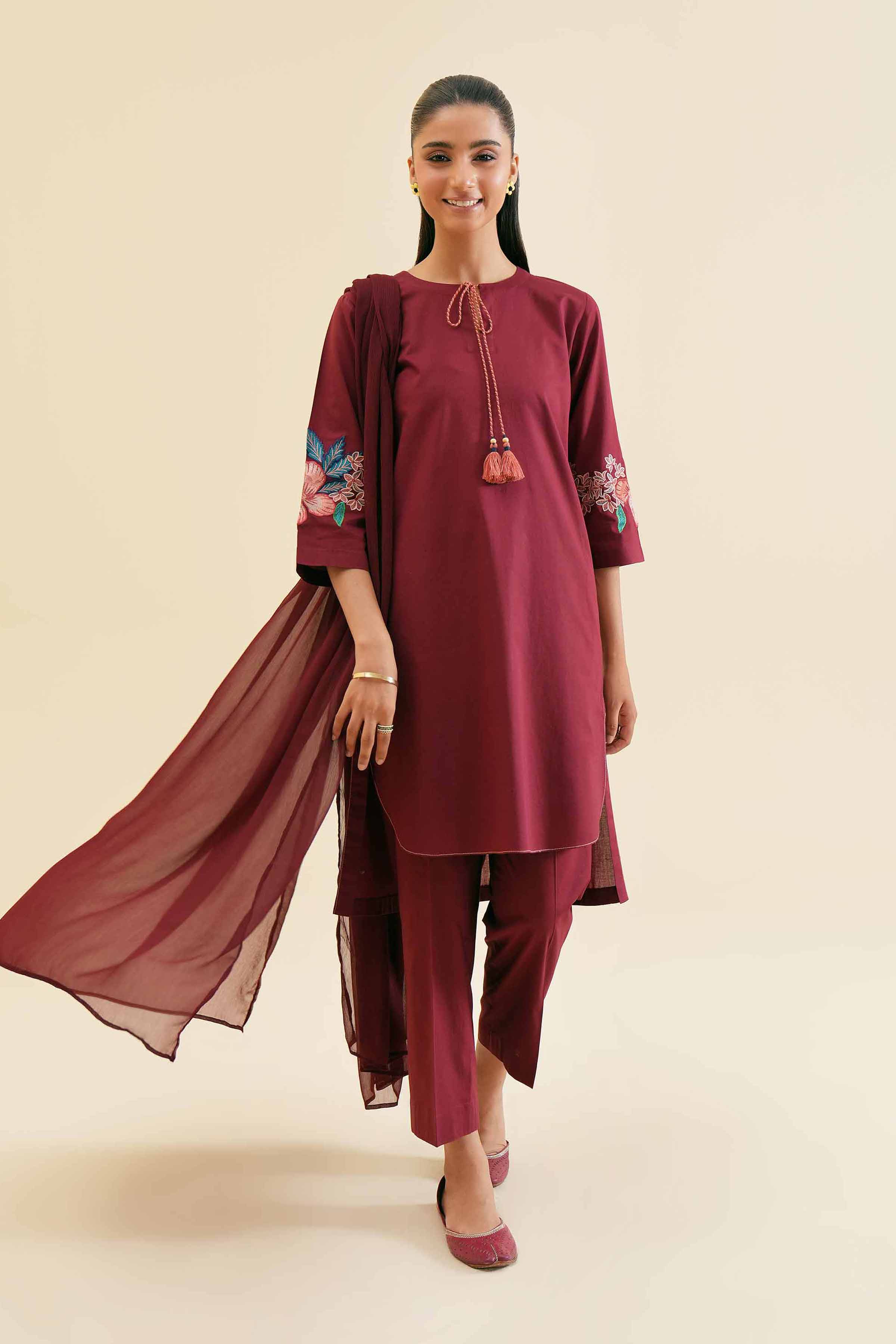 3 Piece - Embroidered Suit - PS24-321