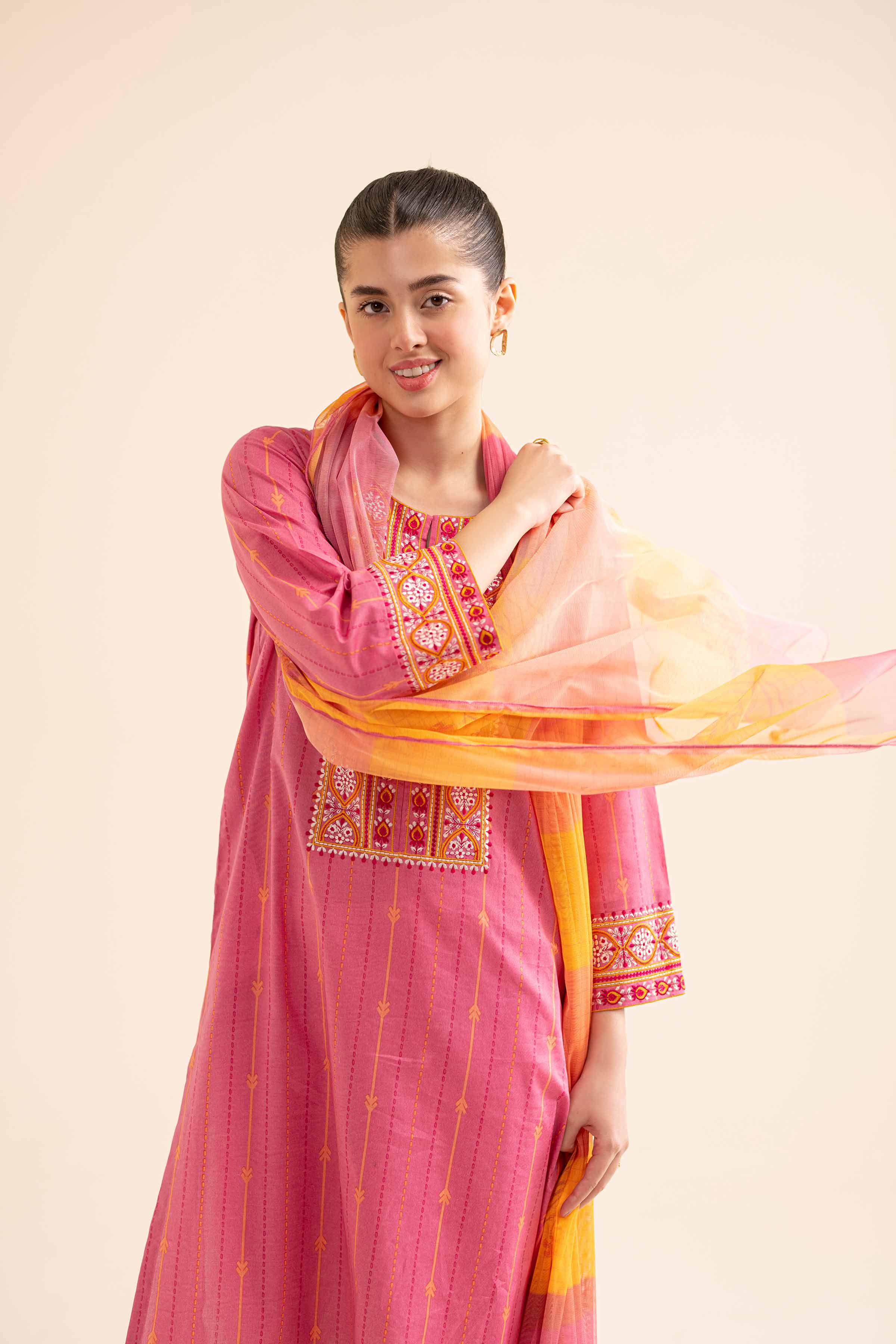 2-Piece - Printed Embroidered Suit  - PS24-343