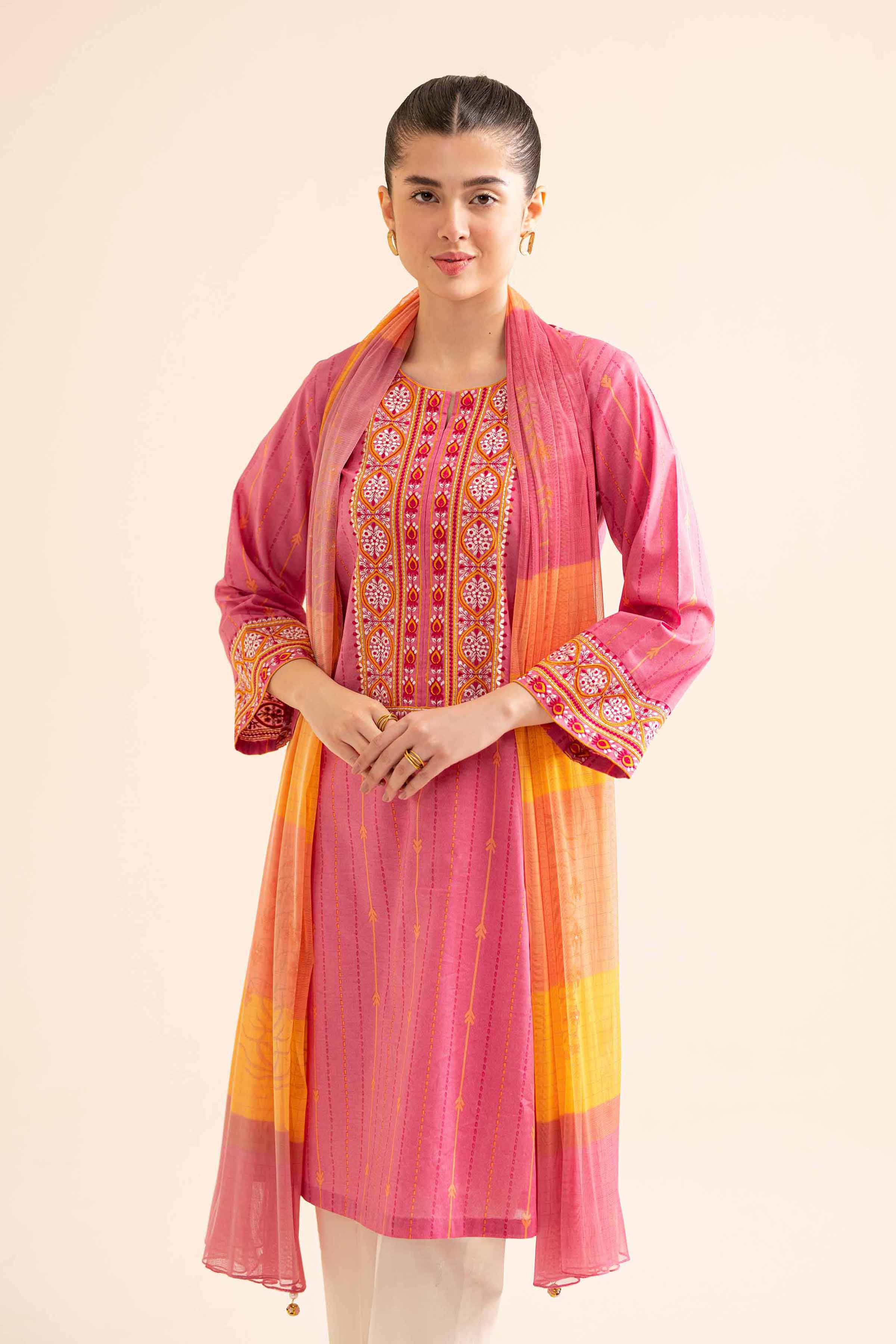 2-Piece - Printed Embroidered Suit  - PS24-343
