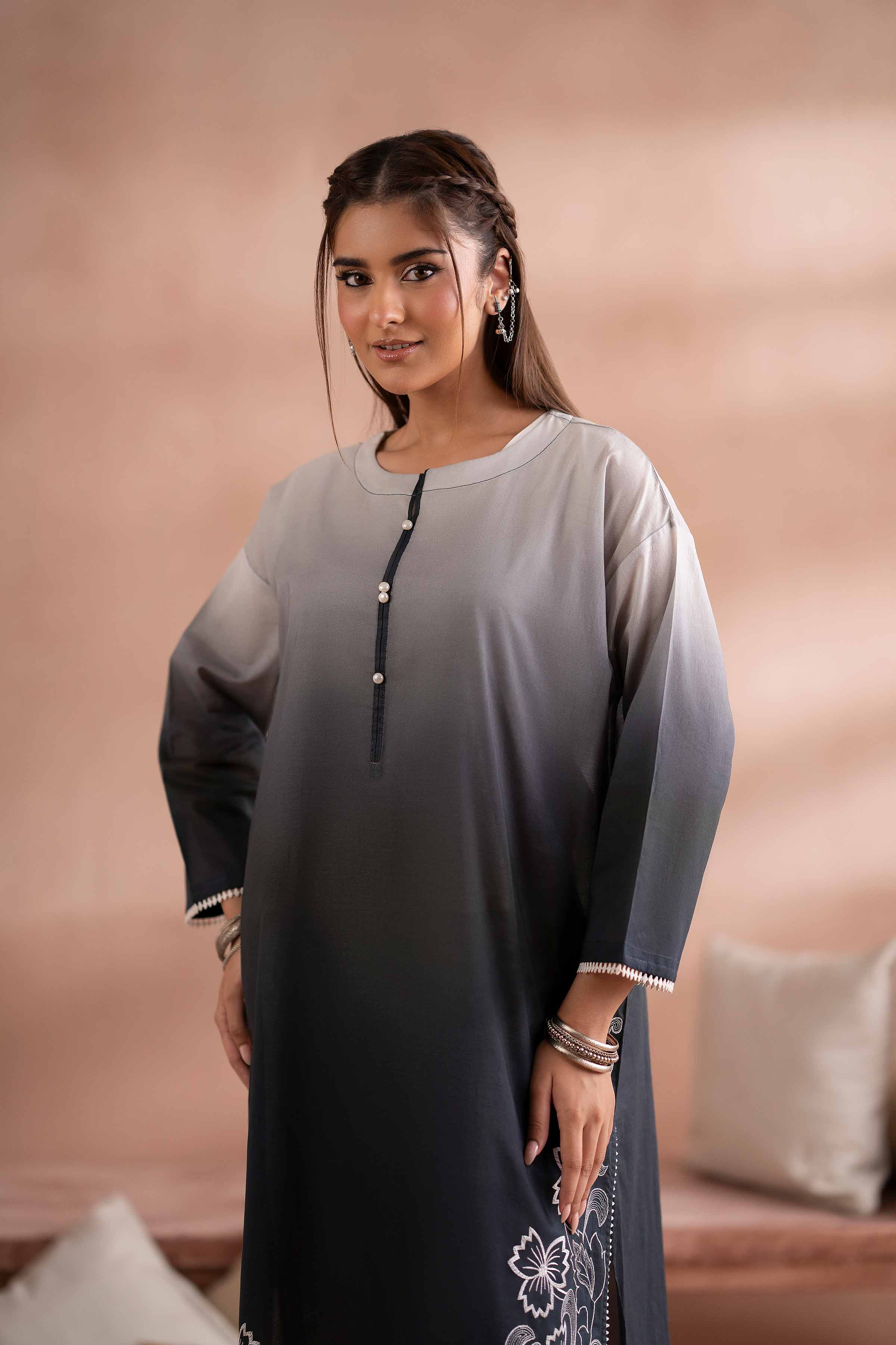 1 Piece - Printed Embroidered Shirt - PS25-153 - for Women - Pret Collection | Nishat | Shop Online