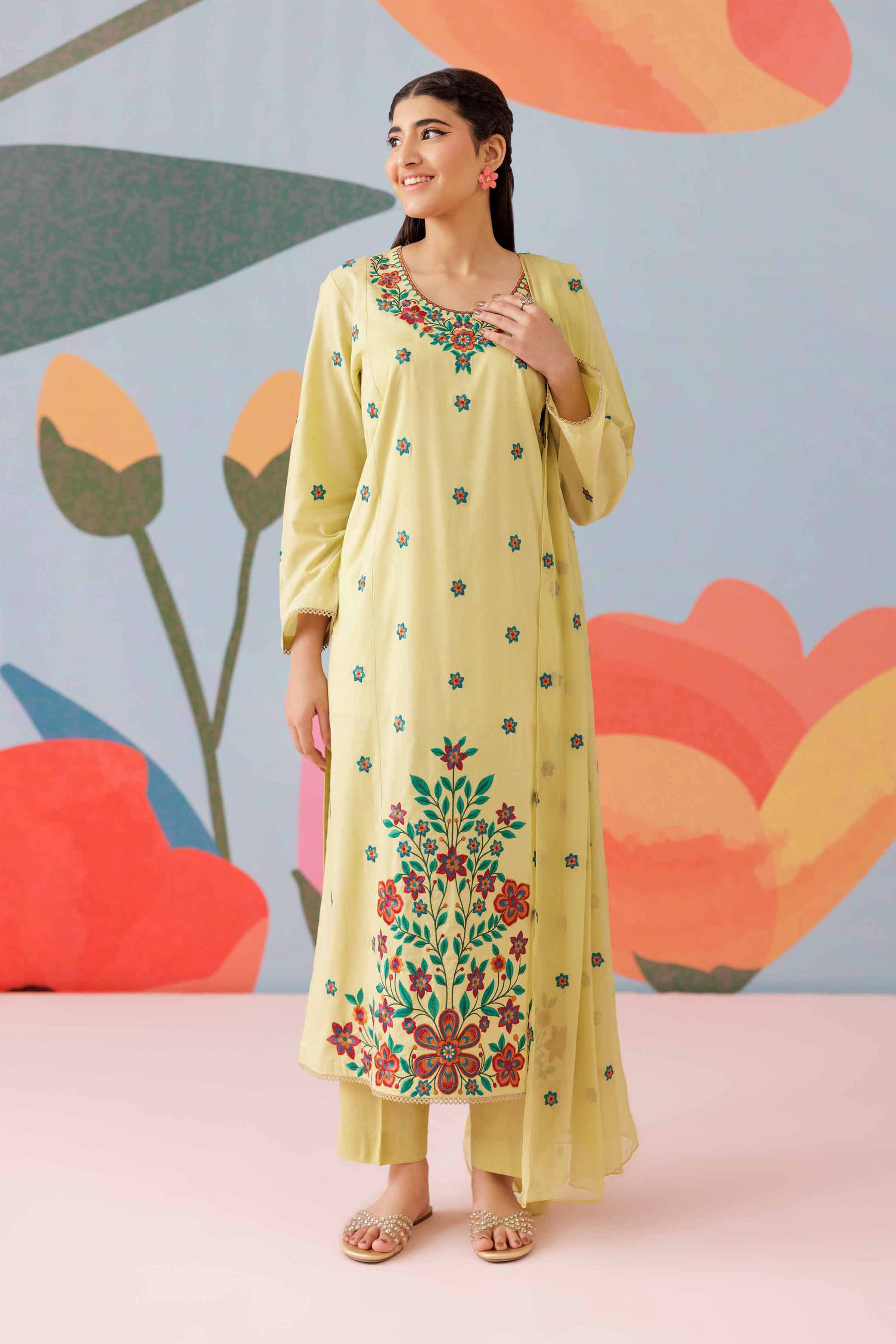 3 Piece - Embroidered Suit - PS25-168