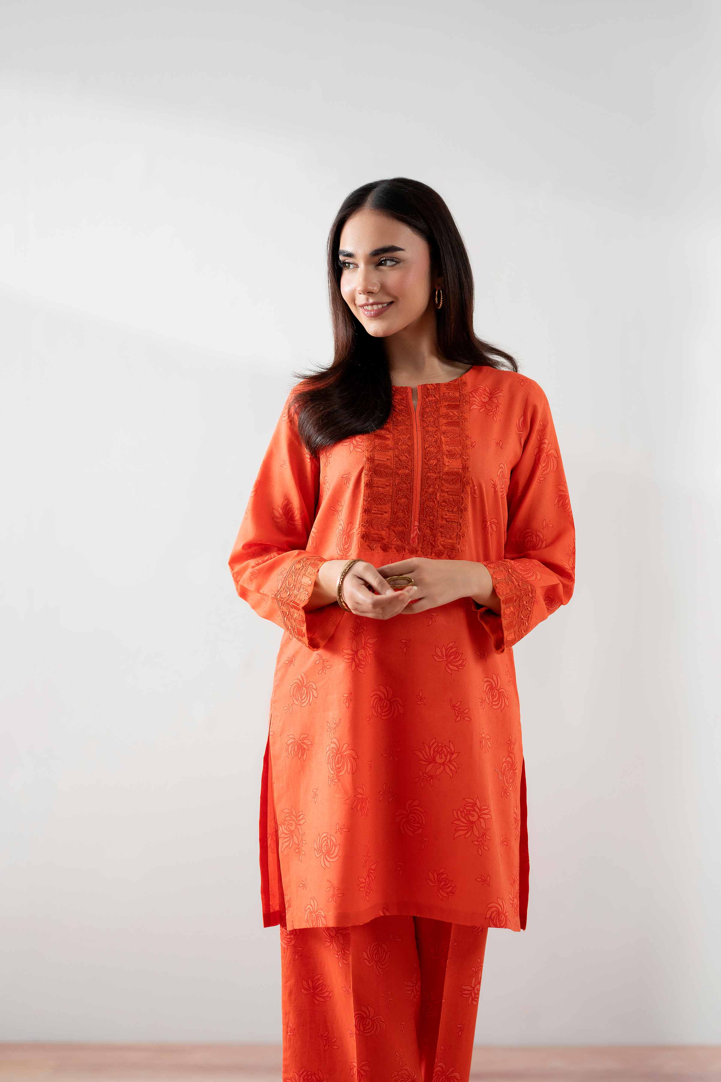 2 Piece - Printed Embroidered Suit - PS25-170