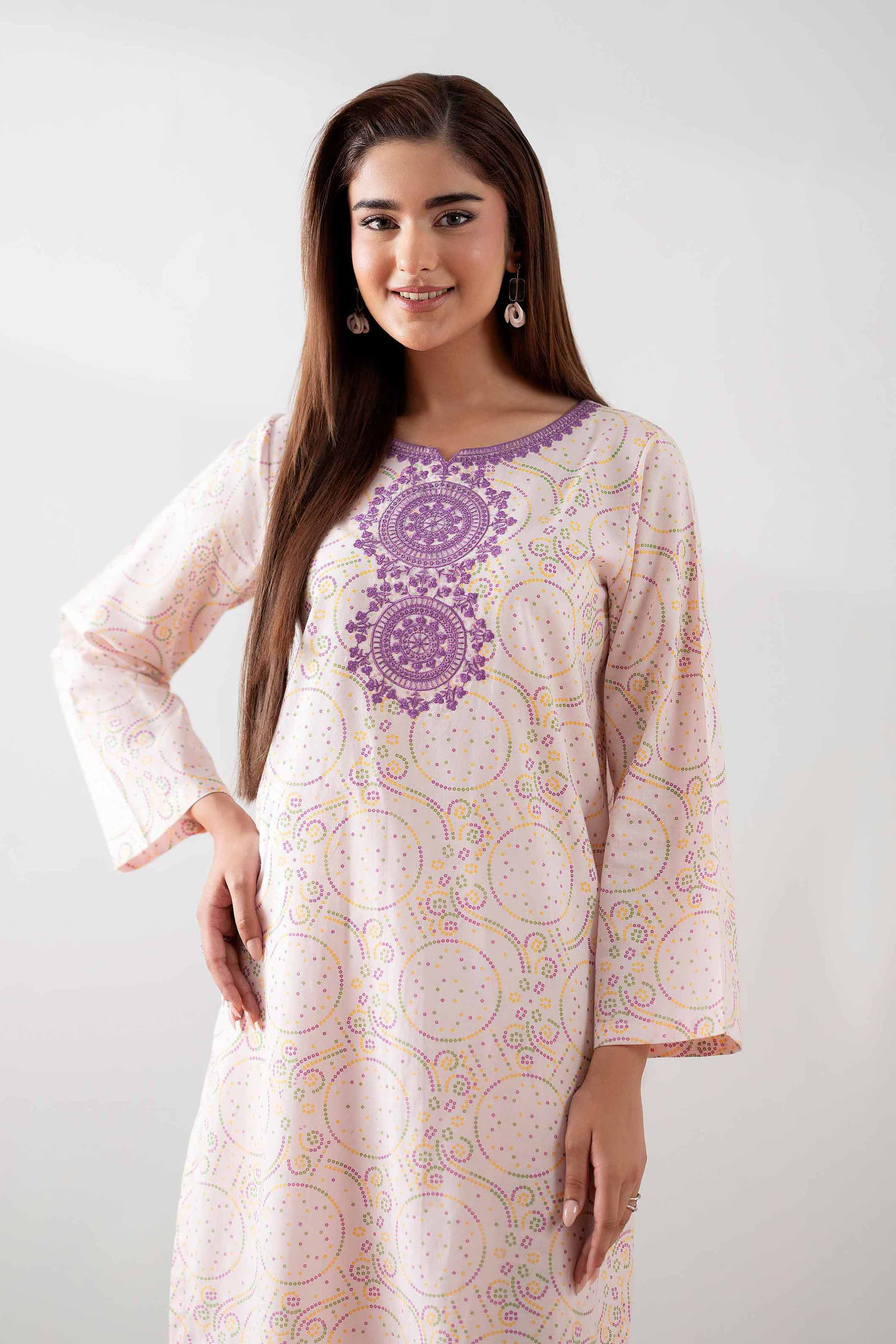 2 Piece - Printed Embroidered Suit - PS25-177