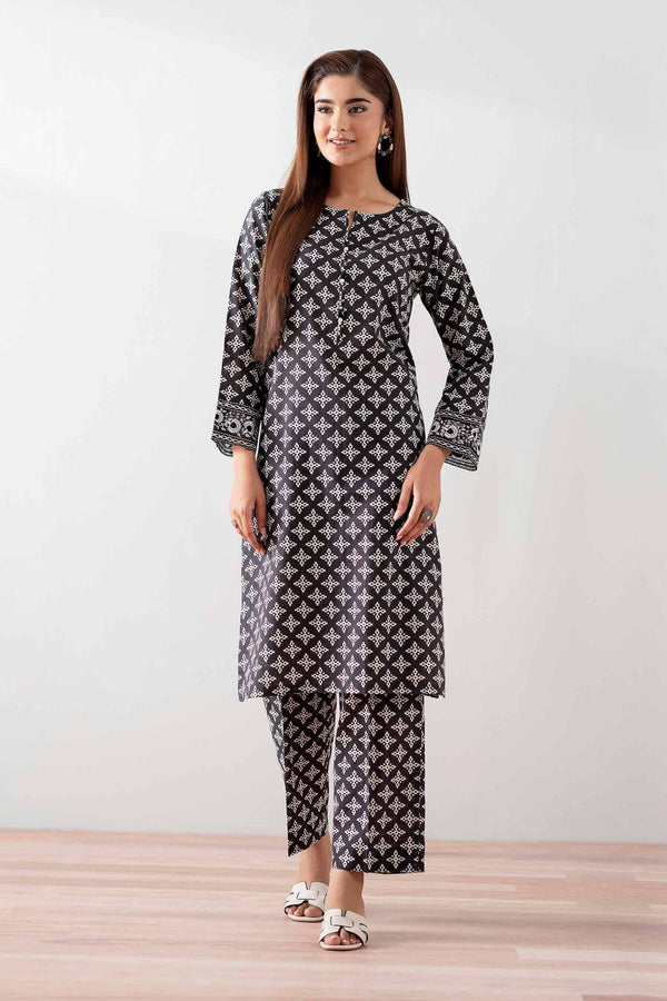 2 Piece - Printed Embroidered Suit - PS25-178