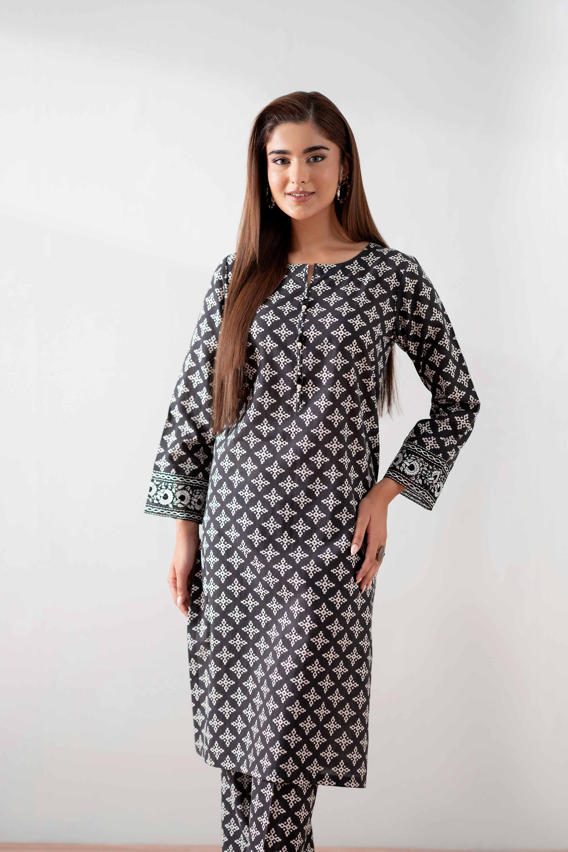 2 Piece - Printed Embroidered Suit - PS25-178