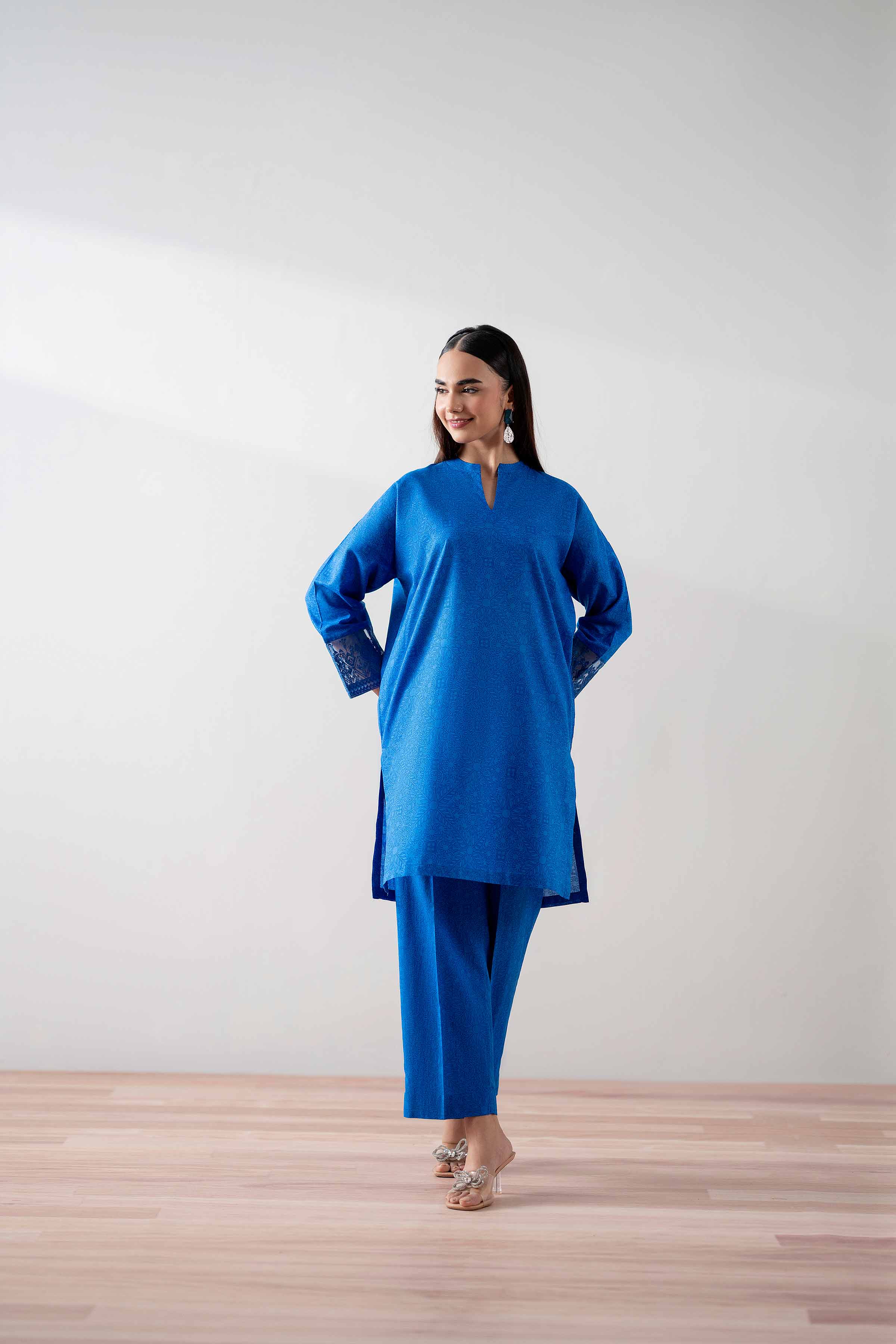 2 Piece - Printed Embroidered Suit - PS25-179