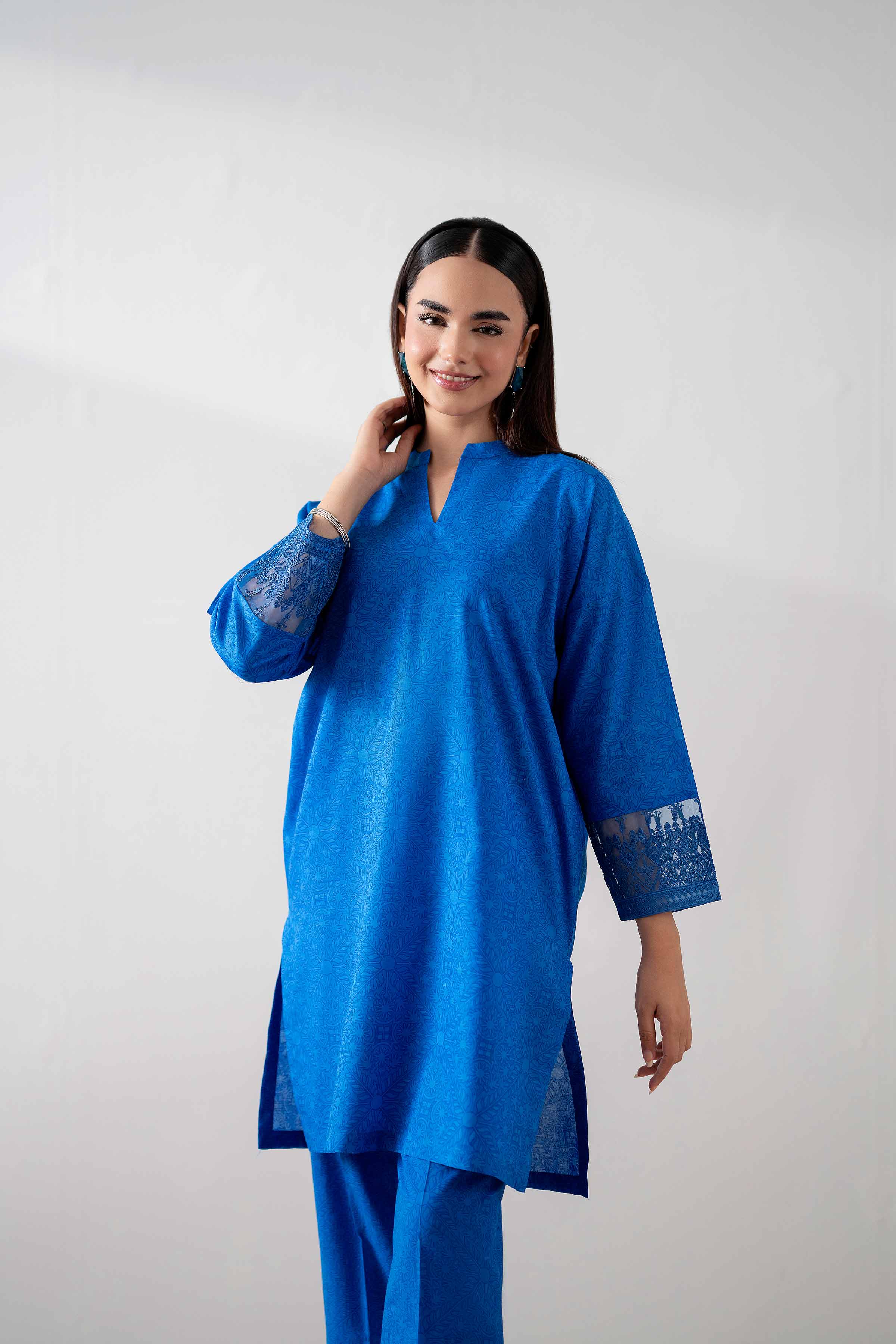 2 Piece - Printed Embroidered Suit - PS25-179