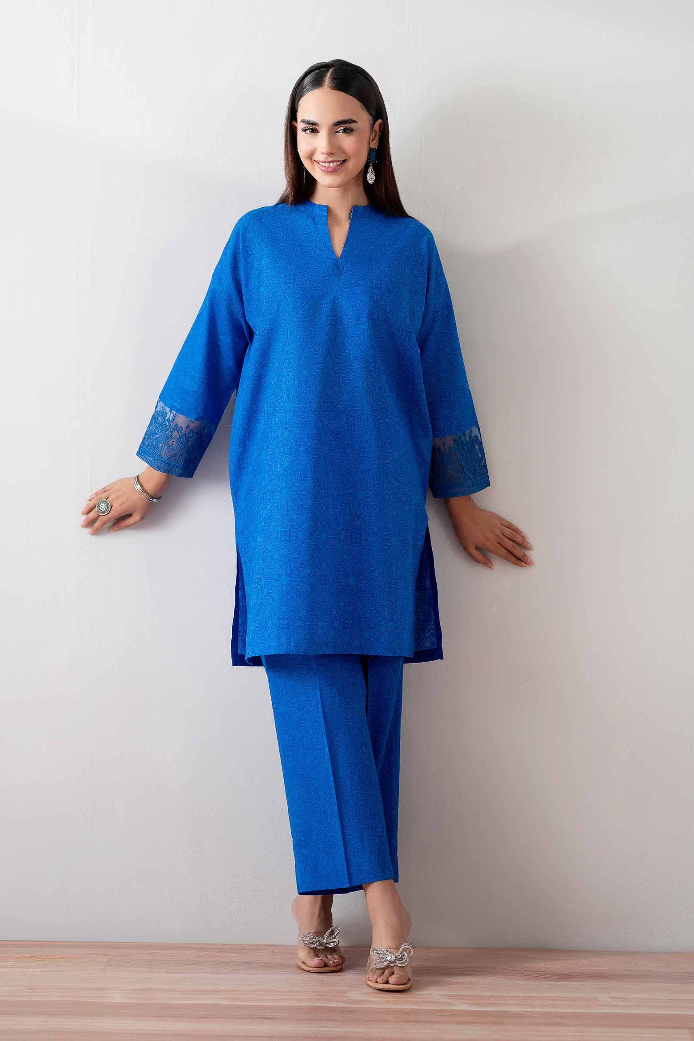 2 Piece - Printed Embroidered Suit - PS25-179