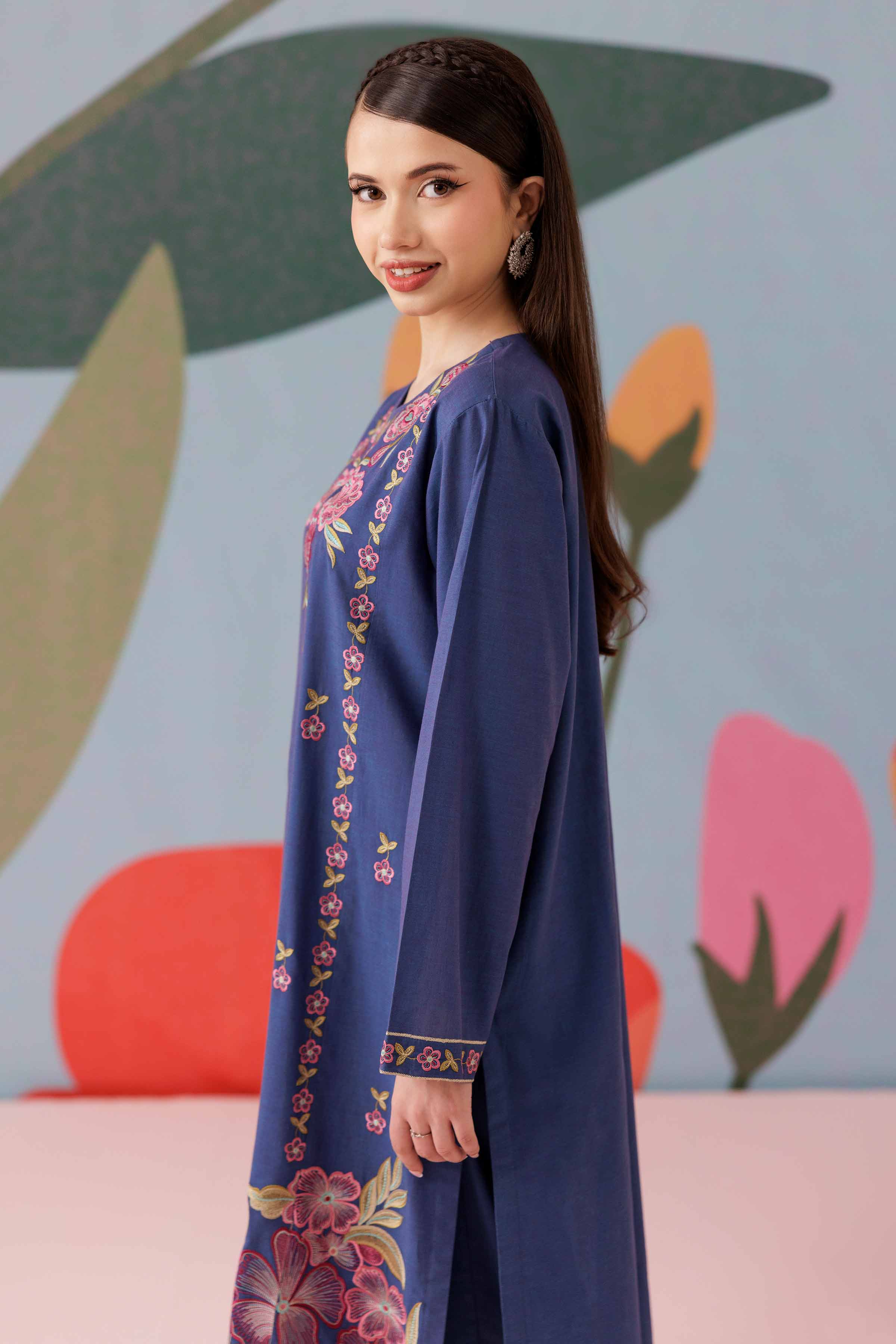 2 Piece - Printed Embroidered Suit - PS25-182