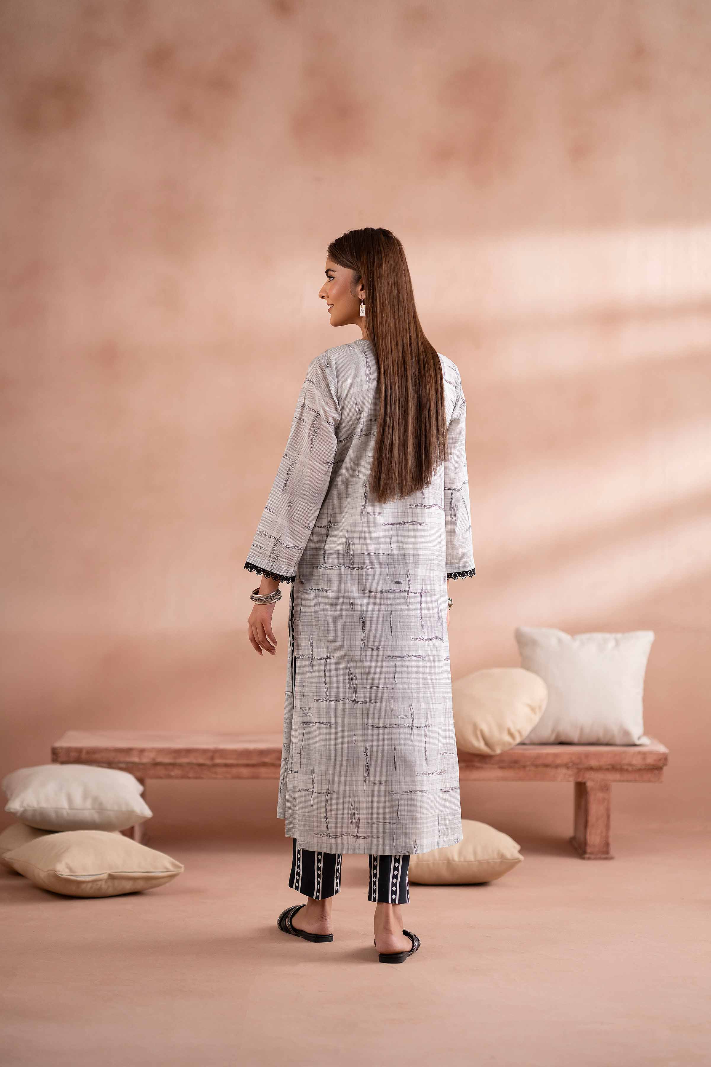 Buy Black & White Embroidered Lawn 2-piece ready to wear Dress